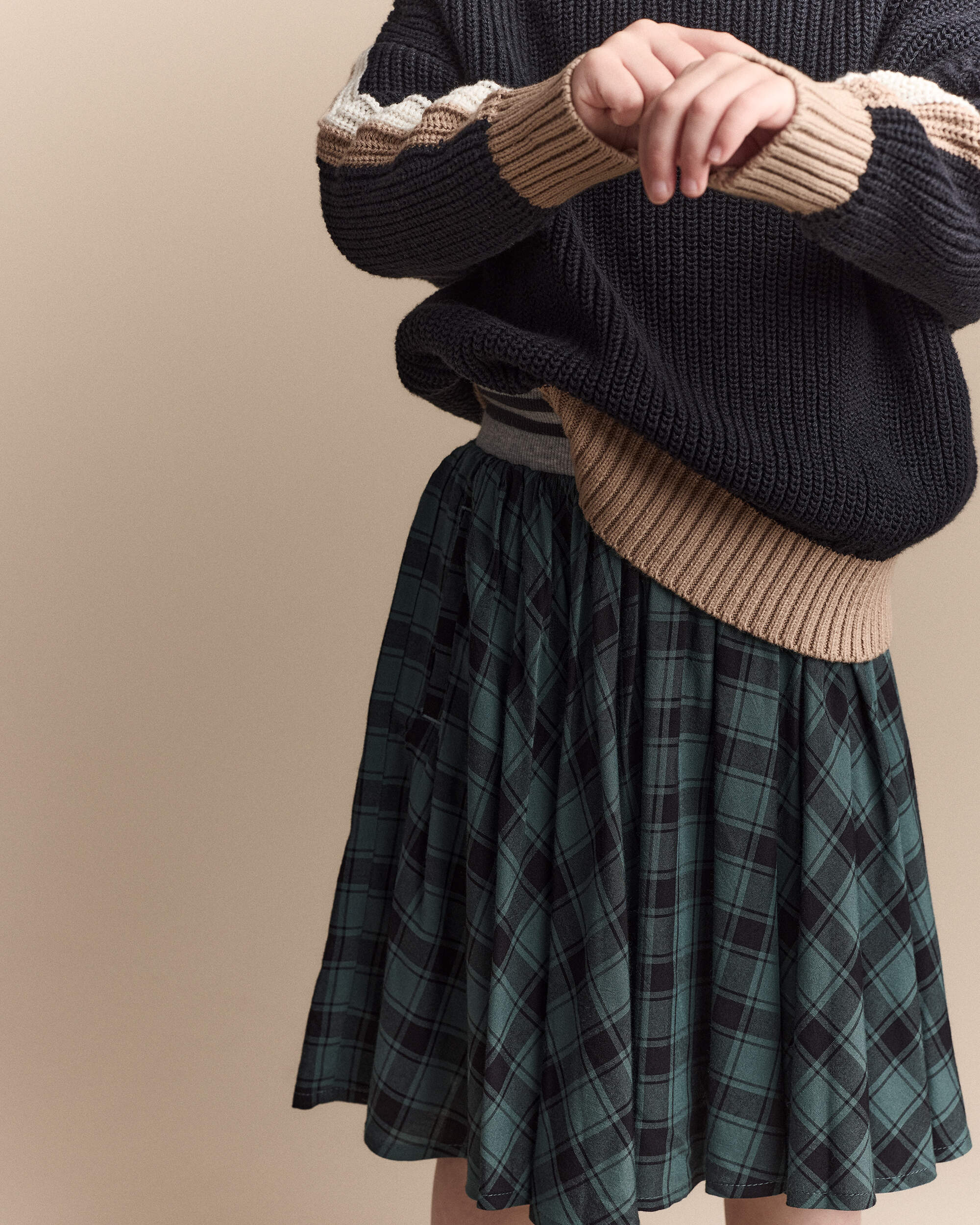 Toddler Girl Avenue Twirl™ Midi Skirt Plaid - Green/Black