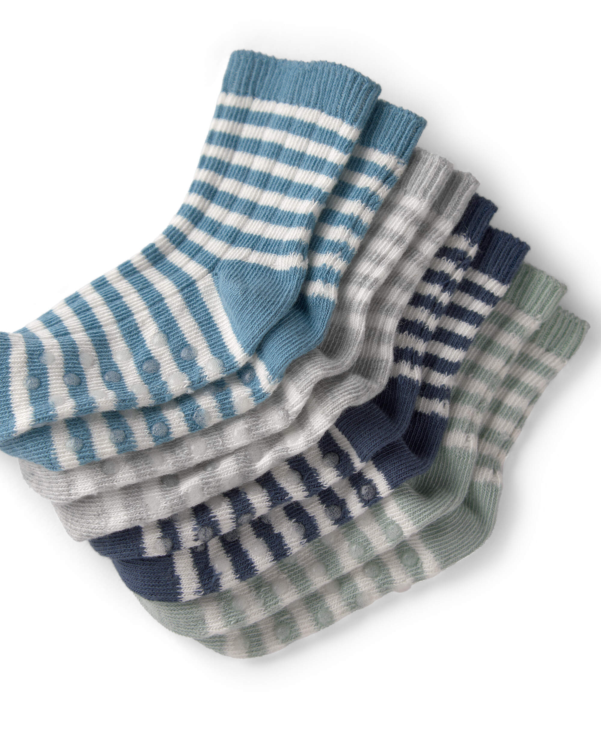 Toddler 4-Pack Striped Slip Resistant Socks Made with Organic Cotton