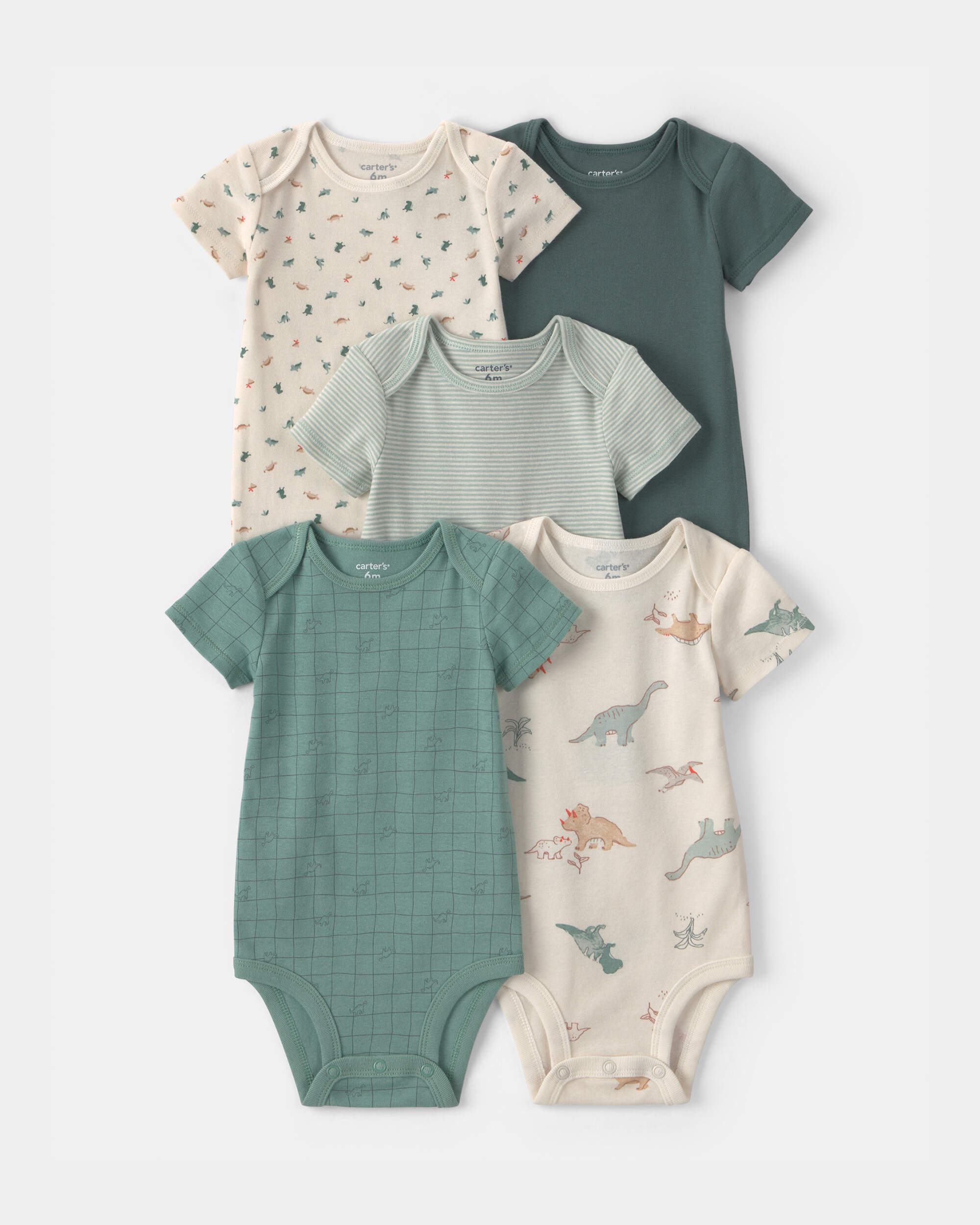 Baby Boy 5-Pack Dinosaur Multipack Bodysuits