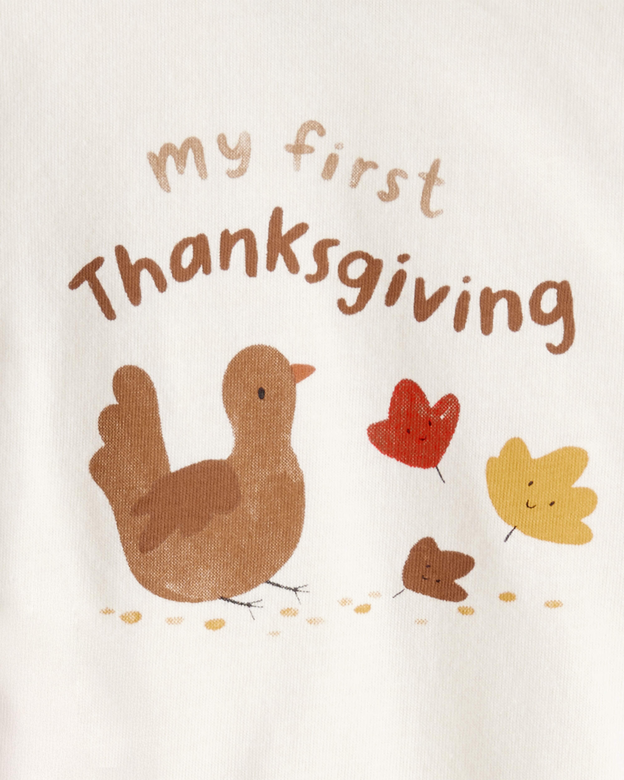 Baby My First Thanksgiving Cotton Long-Sleeve Tee & Pant Set - Brown/Cream
