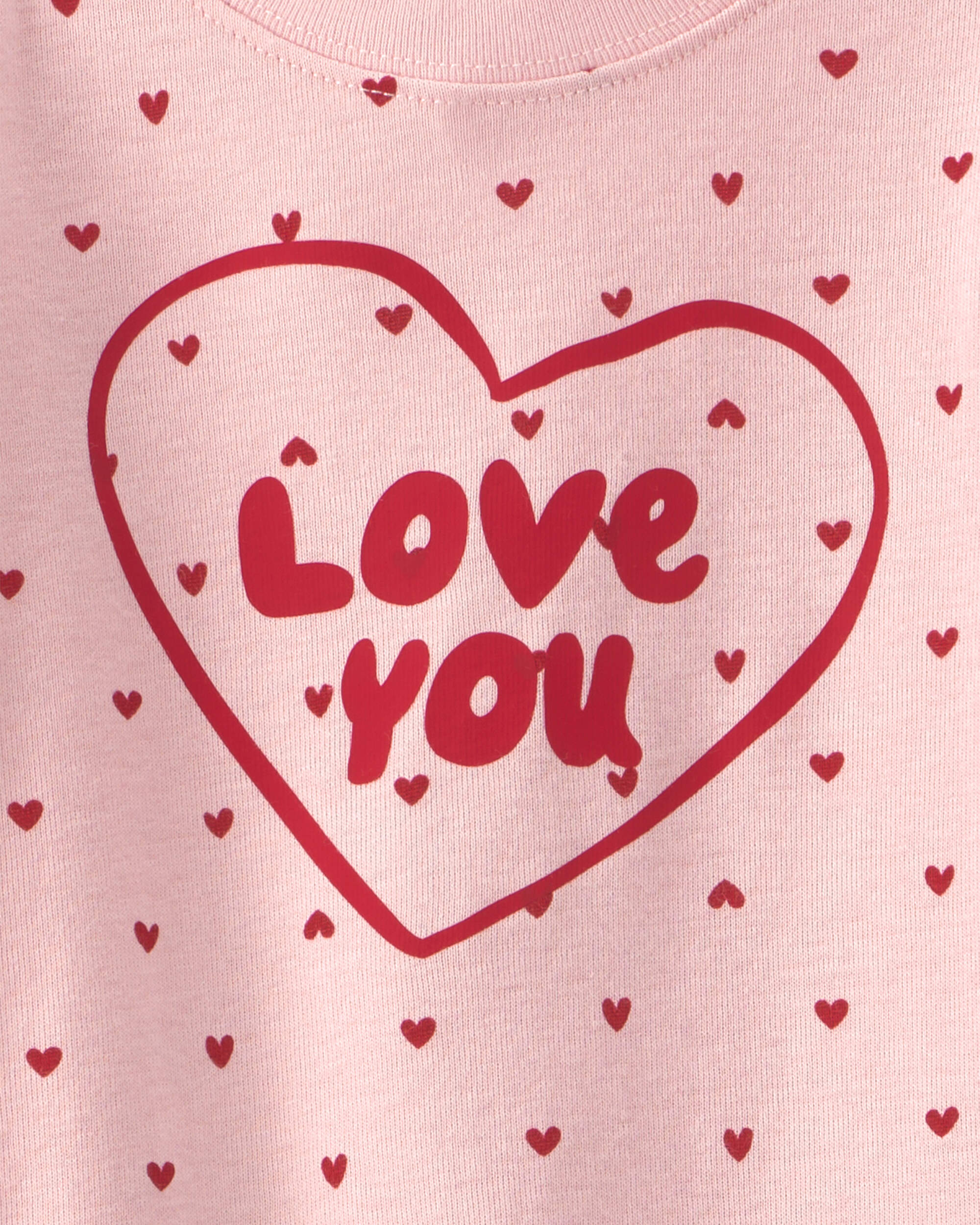 Baby Girl Love You' Valentine's Day Cotton Snug Fit 4-Piece Pyjama Set - Pink