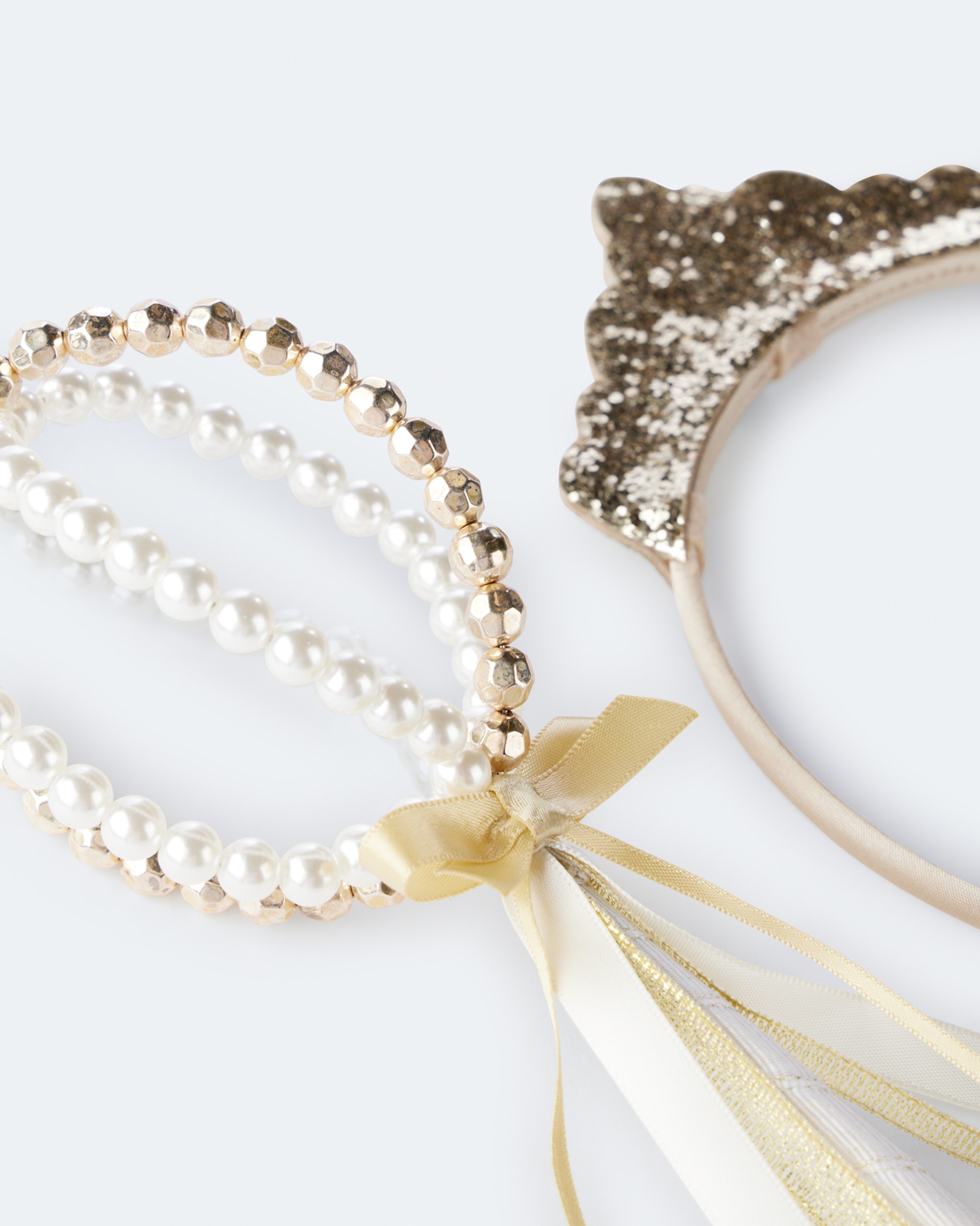 Toddler Girl 2-Pack Crown & Septer Set - Gold/Pearl