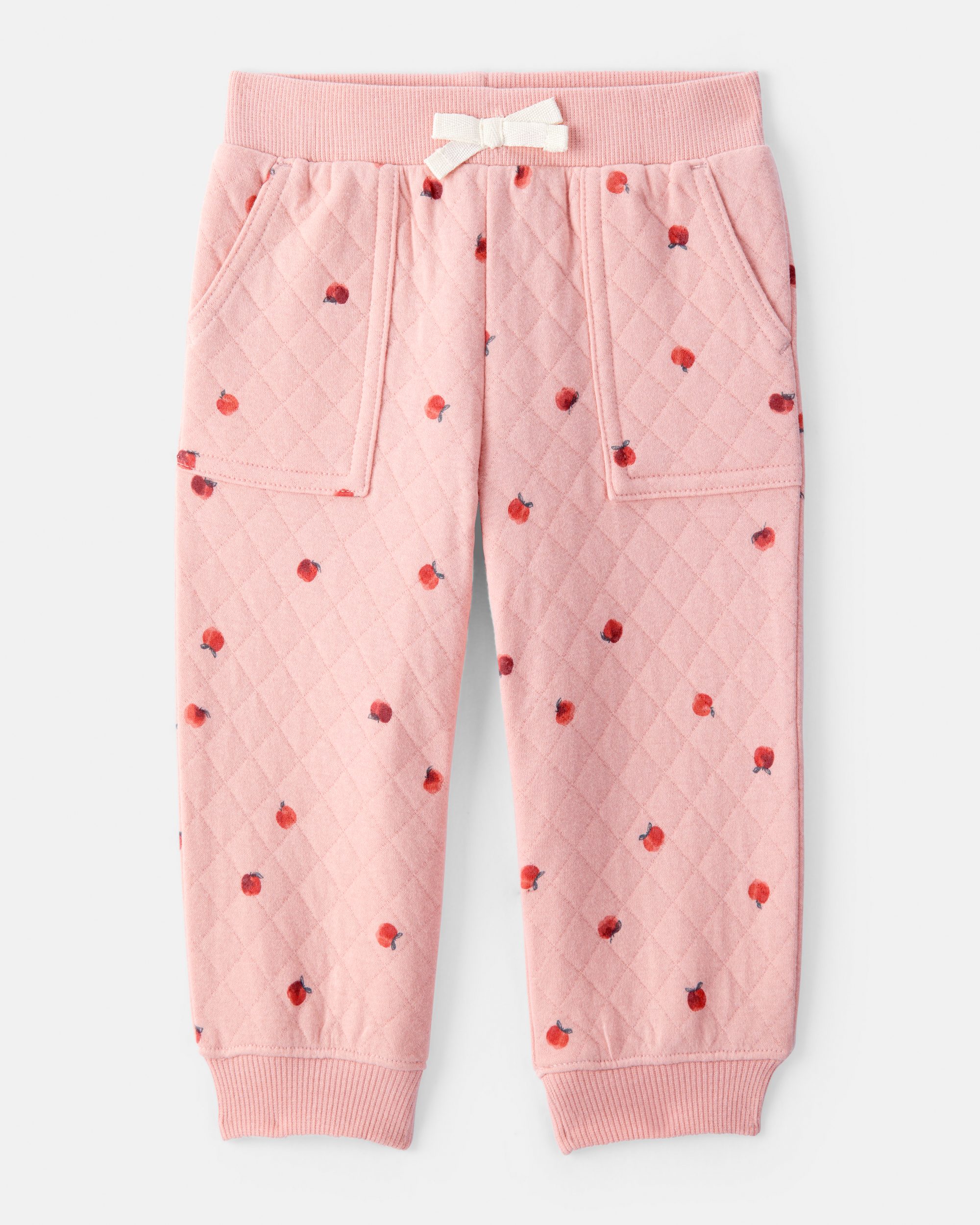Baby 2-Piece Apple Print Doubleknit Pant Set - Pink