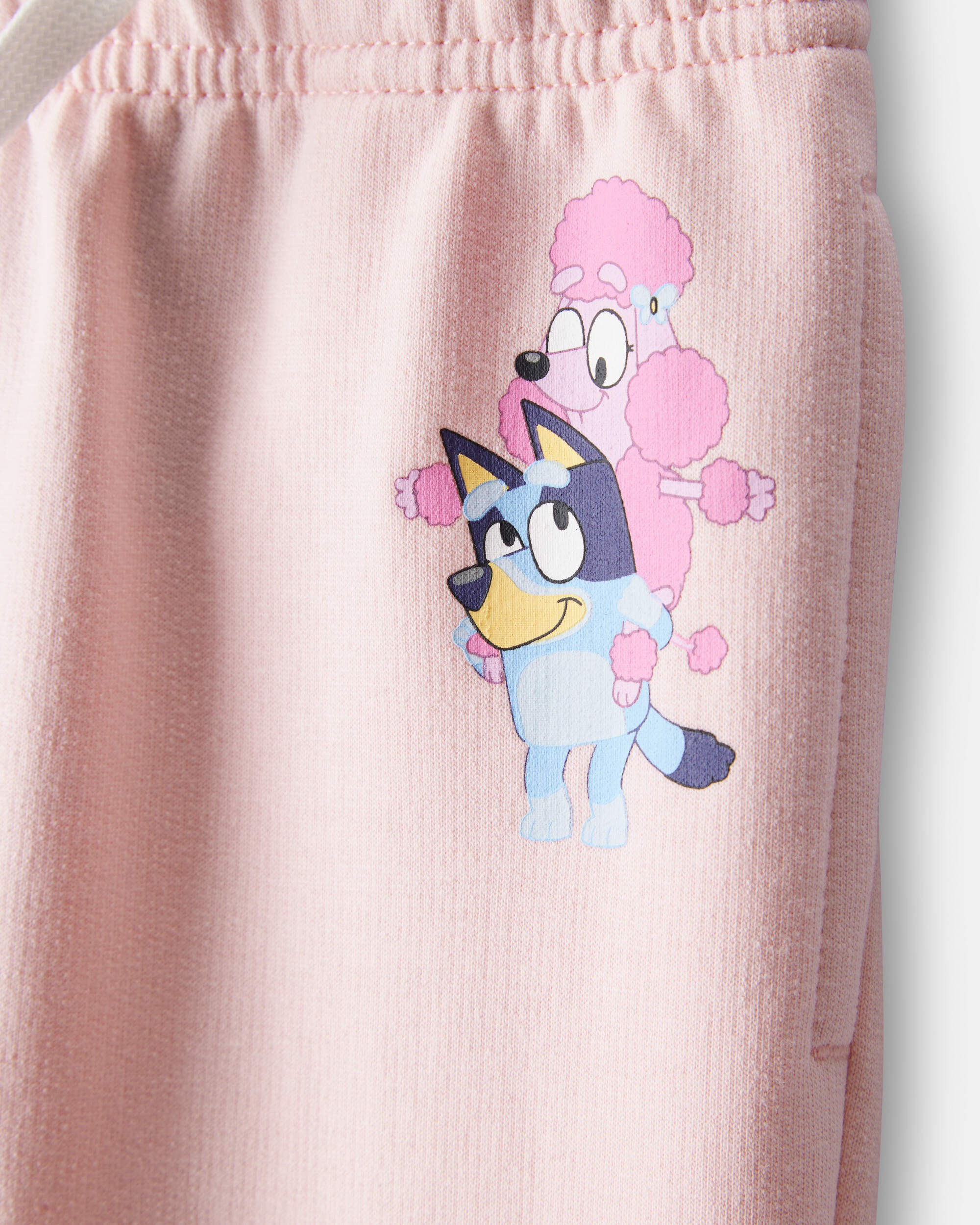 Baby Girl Bluey French Terry Drawstring Joggers - Pink
