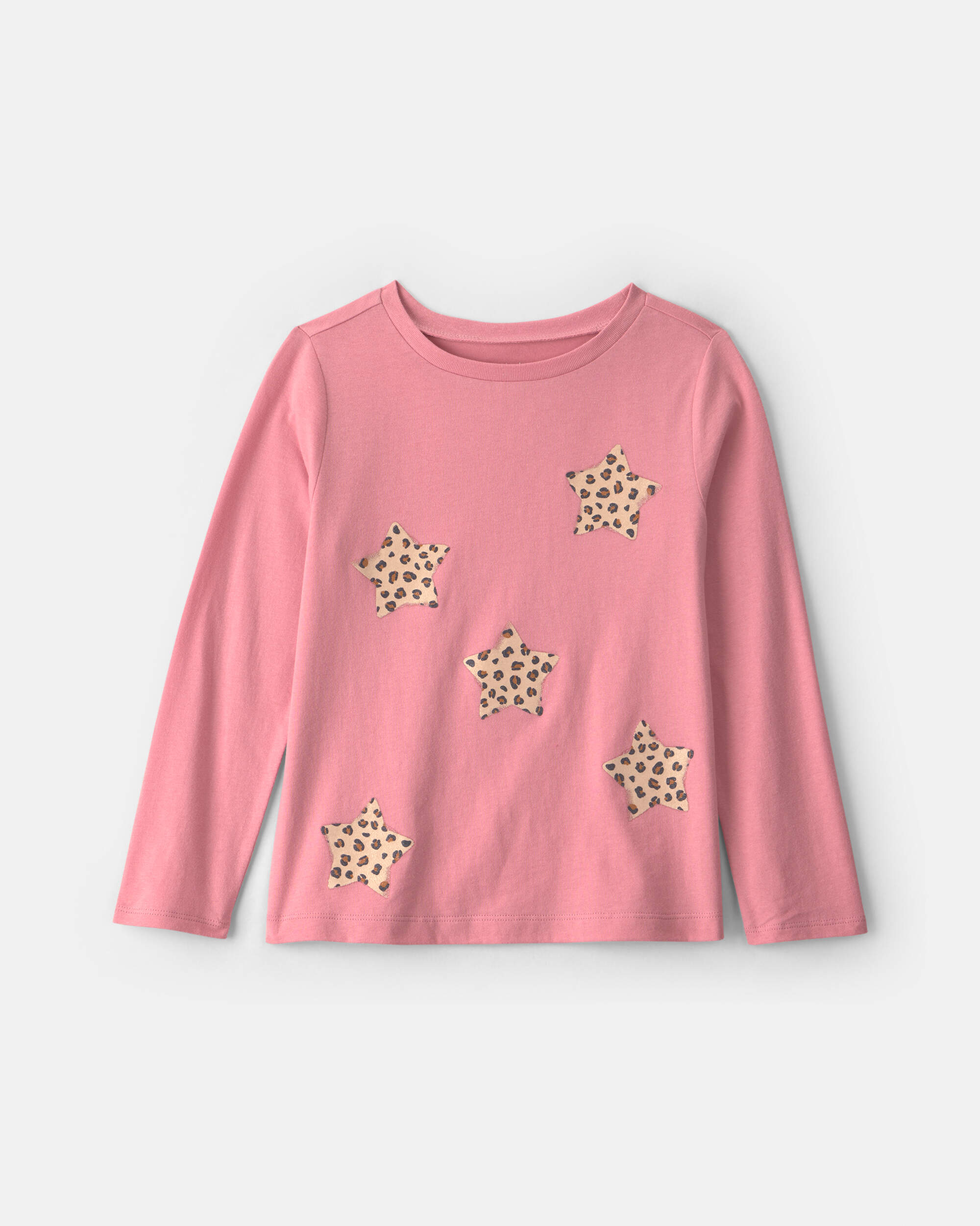 Girls Cheetah Star Long-Sleeve Graphic Tee - Pink