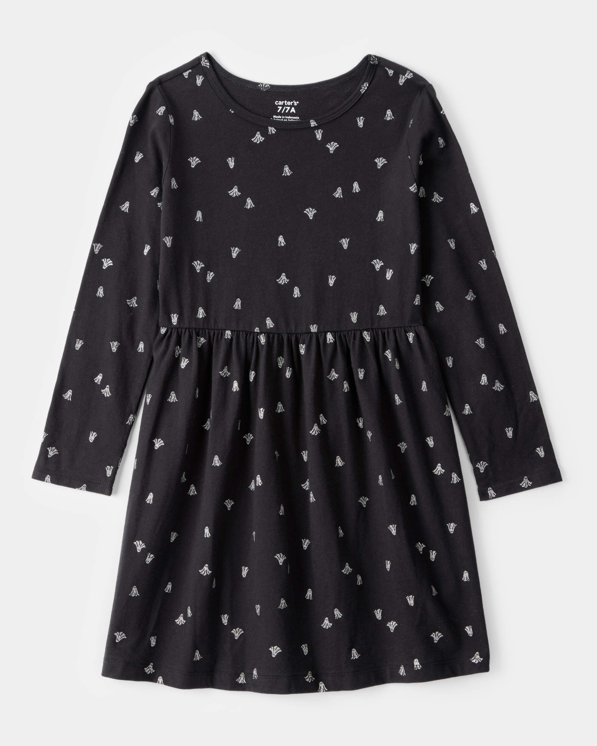 Girls Halloween Ghost Long-Sleeve Dress
