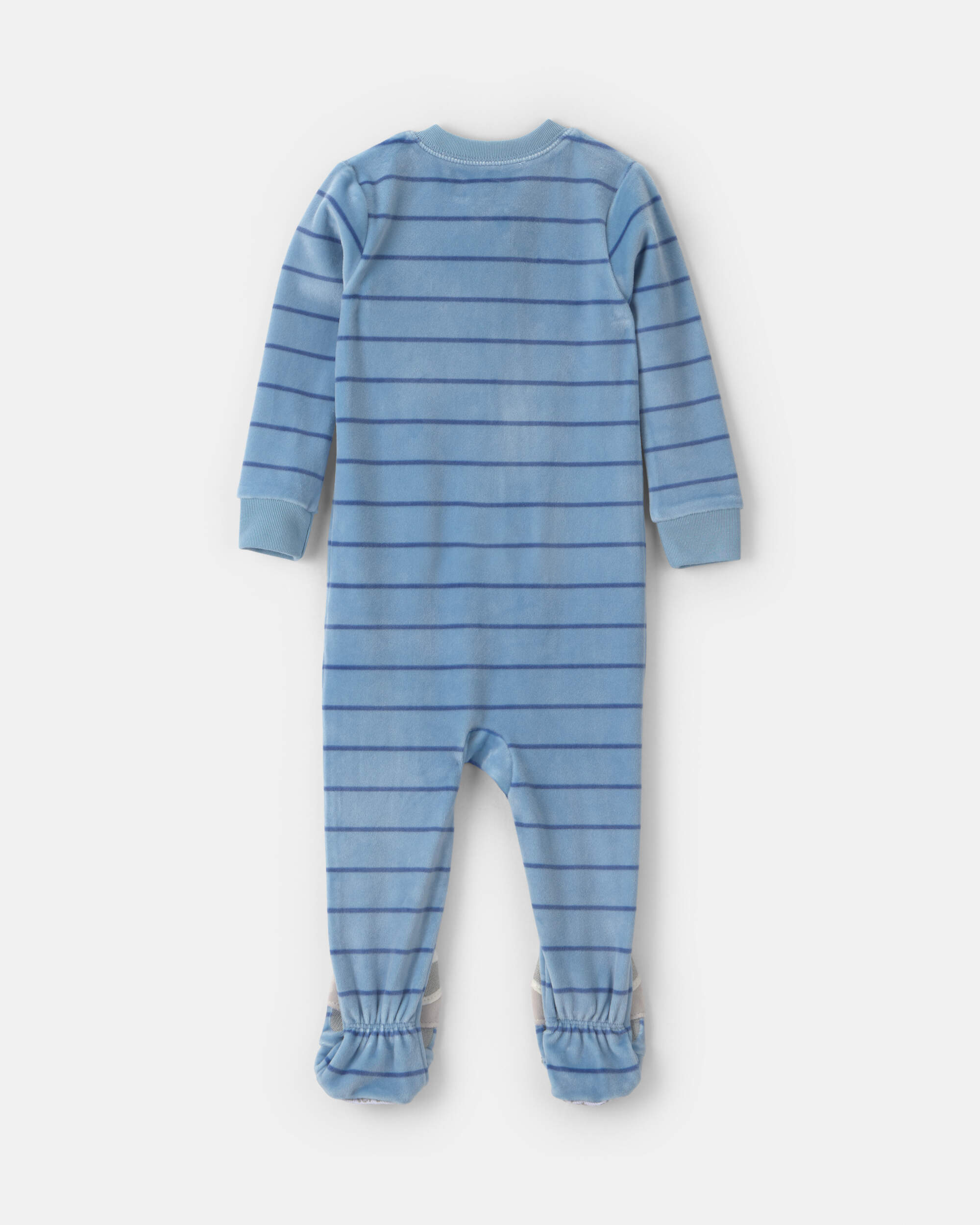 Toddler Boy 1-Piece Striped Raccoon DreamPlush Snug Fit Footed Pyjama - Blue