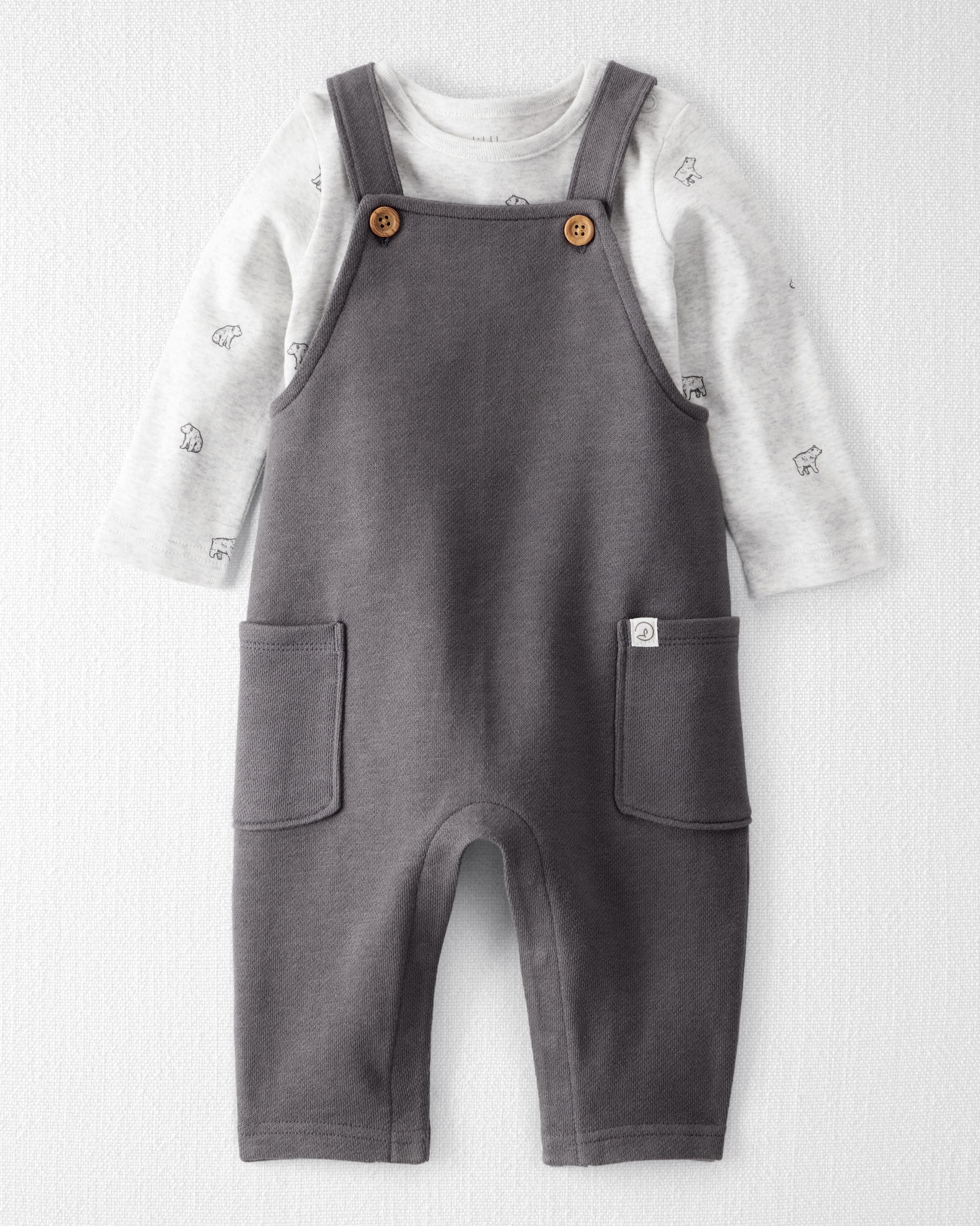 Baby 2-Piece Organic Cotton Overall Set Bear Print