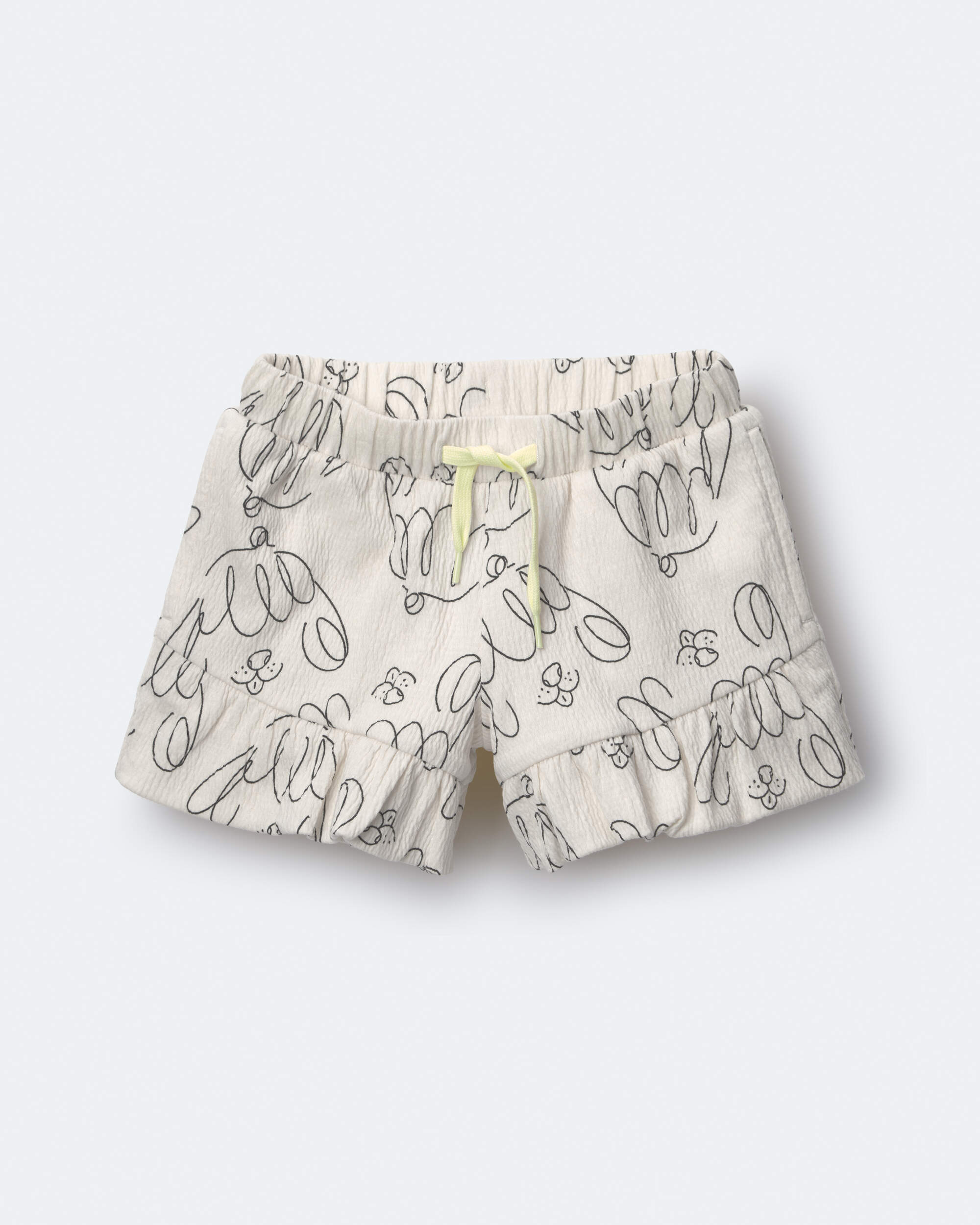 Toddler Girl Ruffle Butterfly Shorts Dog Print - Cream