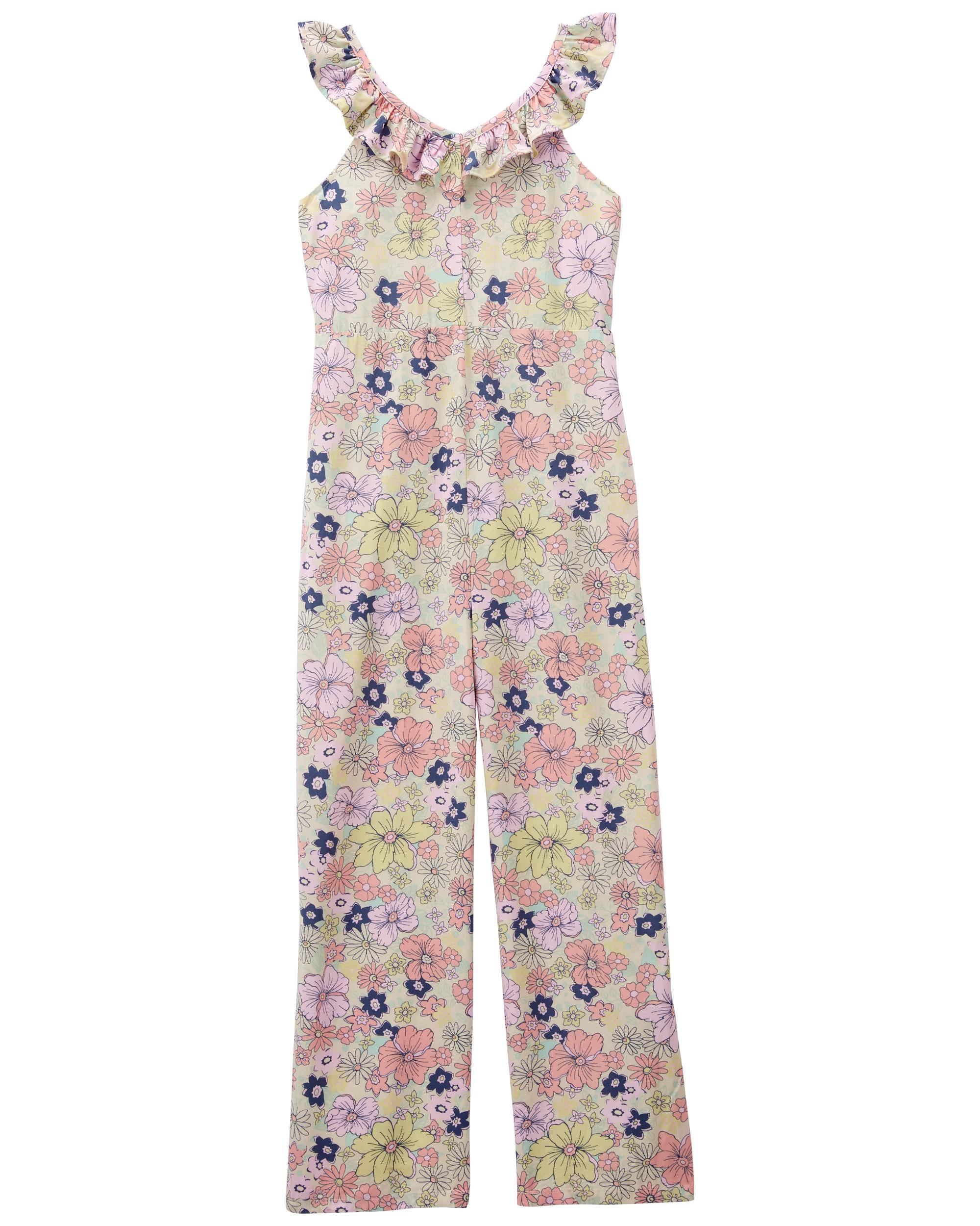 Multi Floral Print Ruffle Jumpsuit