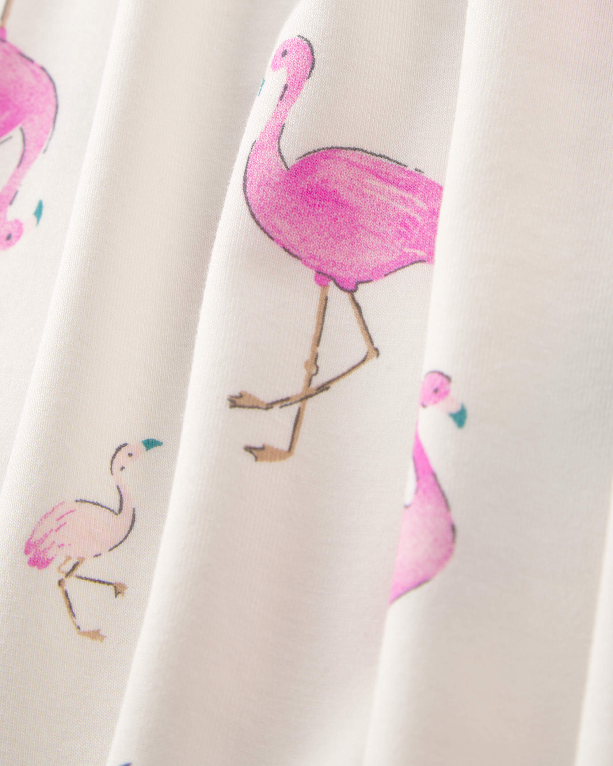 Toddler Girl Flamingo PurelySoft Short-Sleeve Snug Fit 2-Piece Pajama Set - Ivory