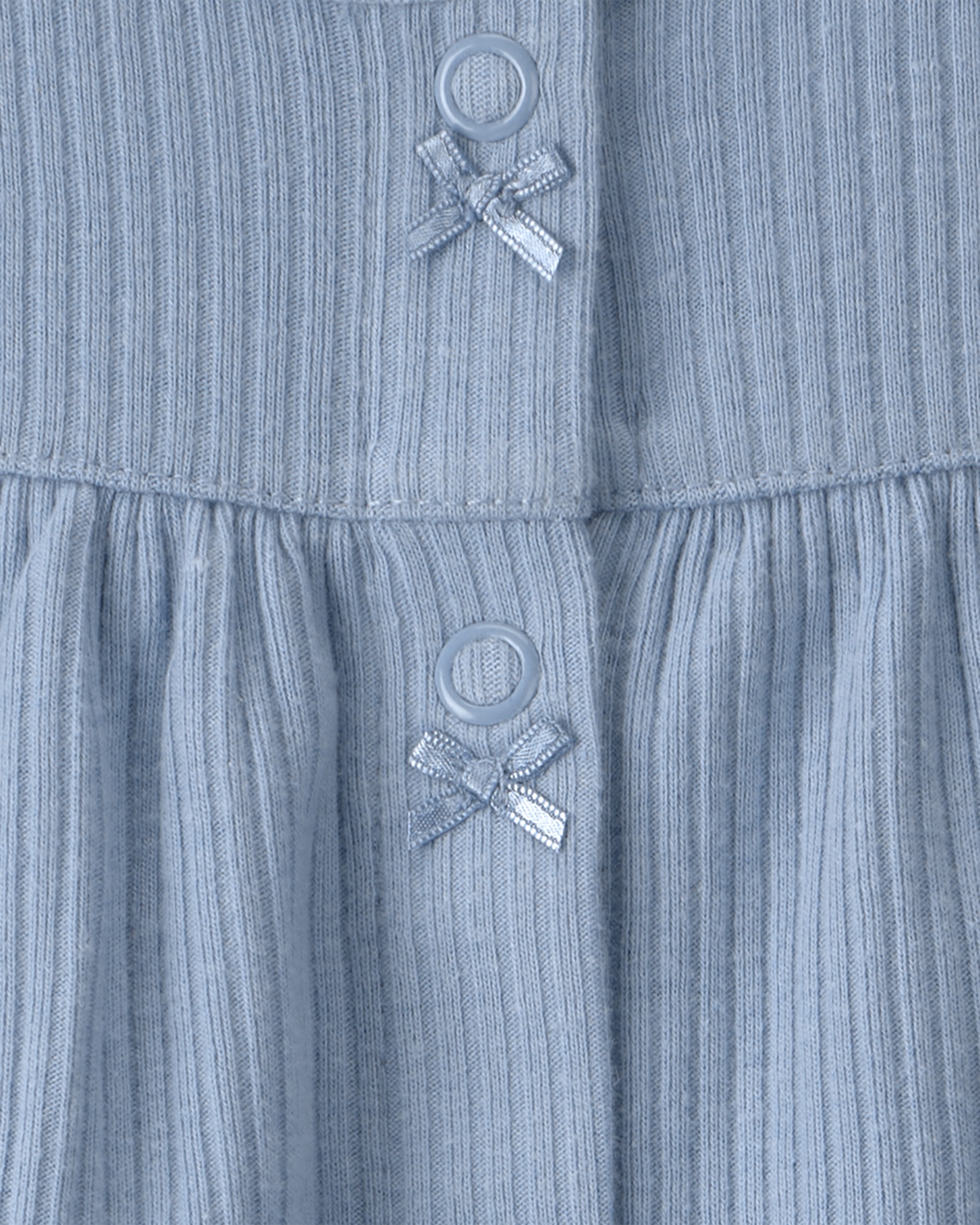 Baby Girl Rib Short-Sleeve Romper - Blue