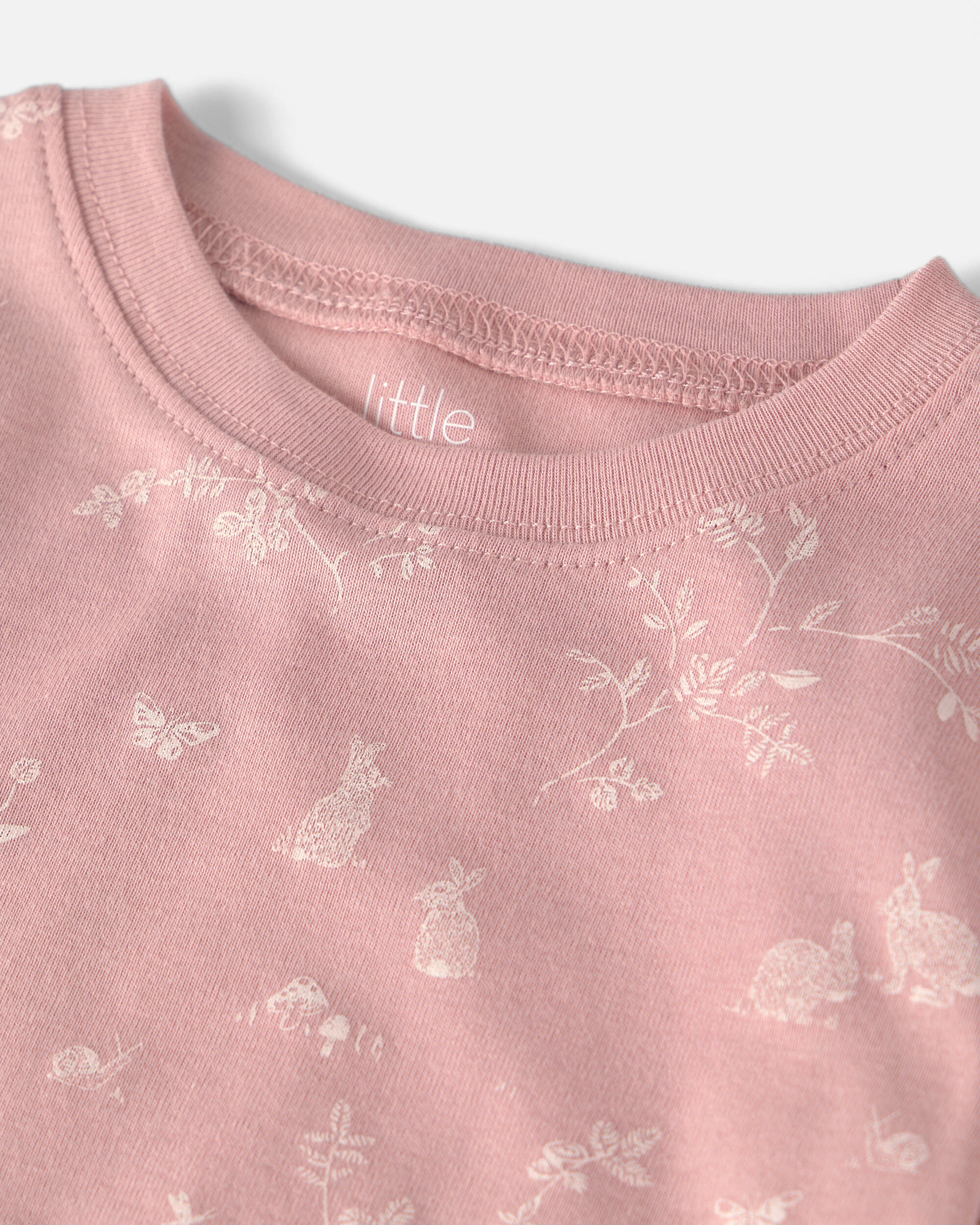 Girls 2-Piece Organic Cotton Pyjama Pink Bunnies Print