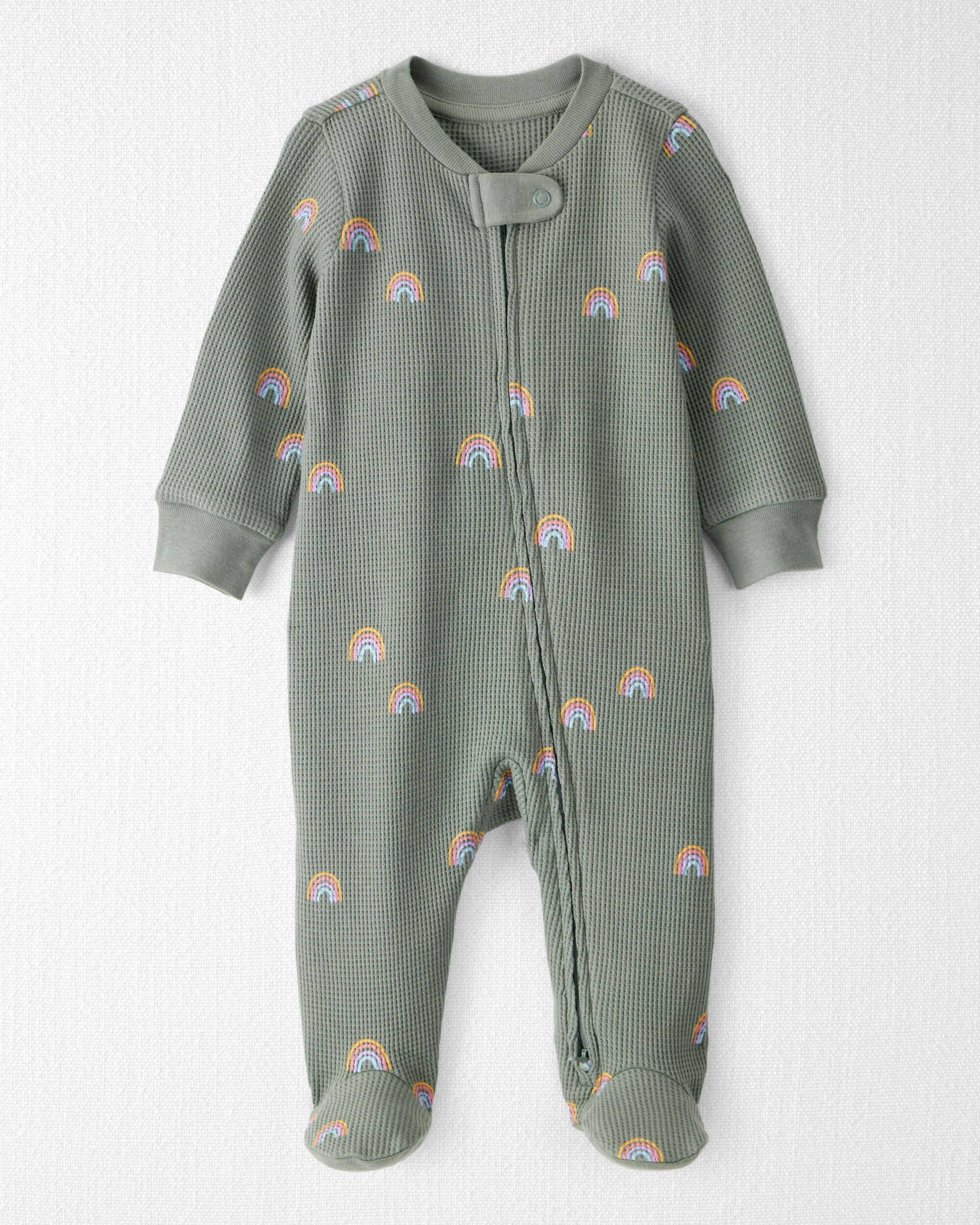 Baby Waffle Knit Sleep & Play Pyjamas Magical Rainbow Print Made with Organic Cotton