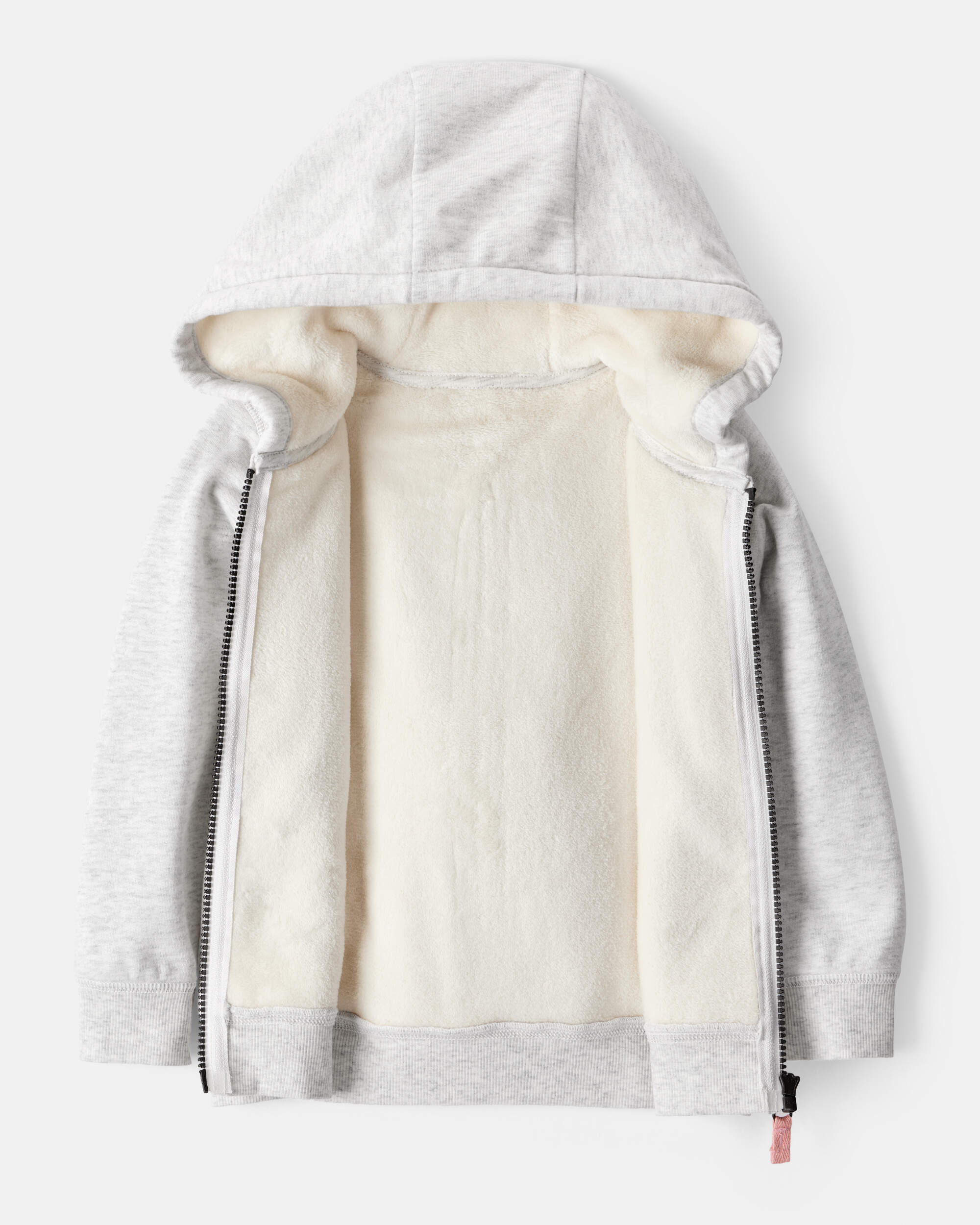 Toddler Girl Long-Sleeve Hooded Zip-Up Jacket - Grey