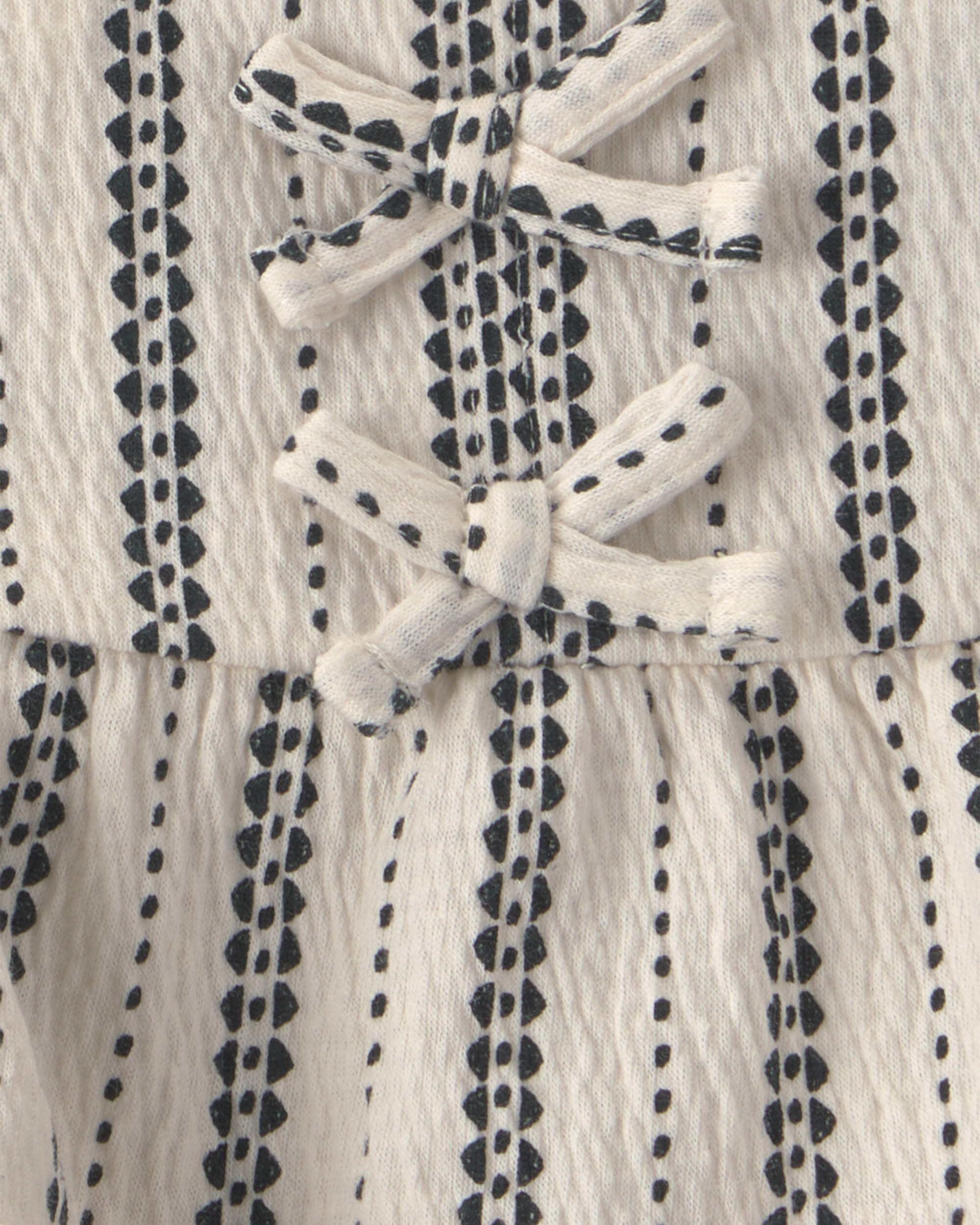 Baby Girl 2-Piece Striped Top & Short Set - Black/Ivory