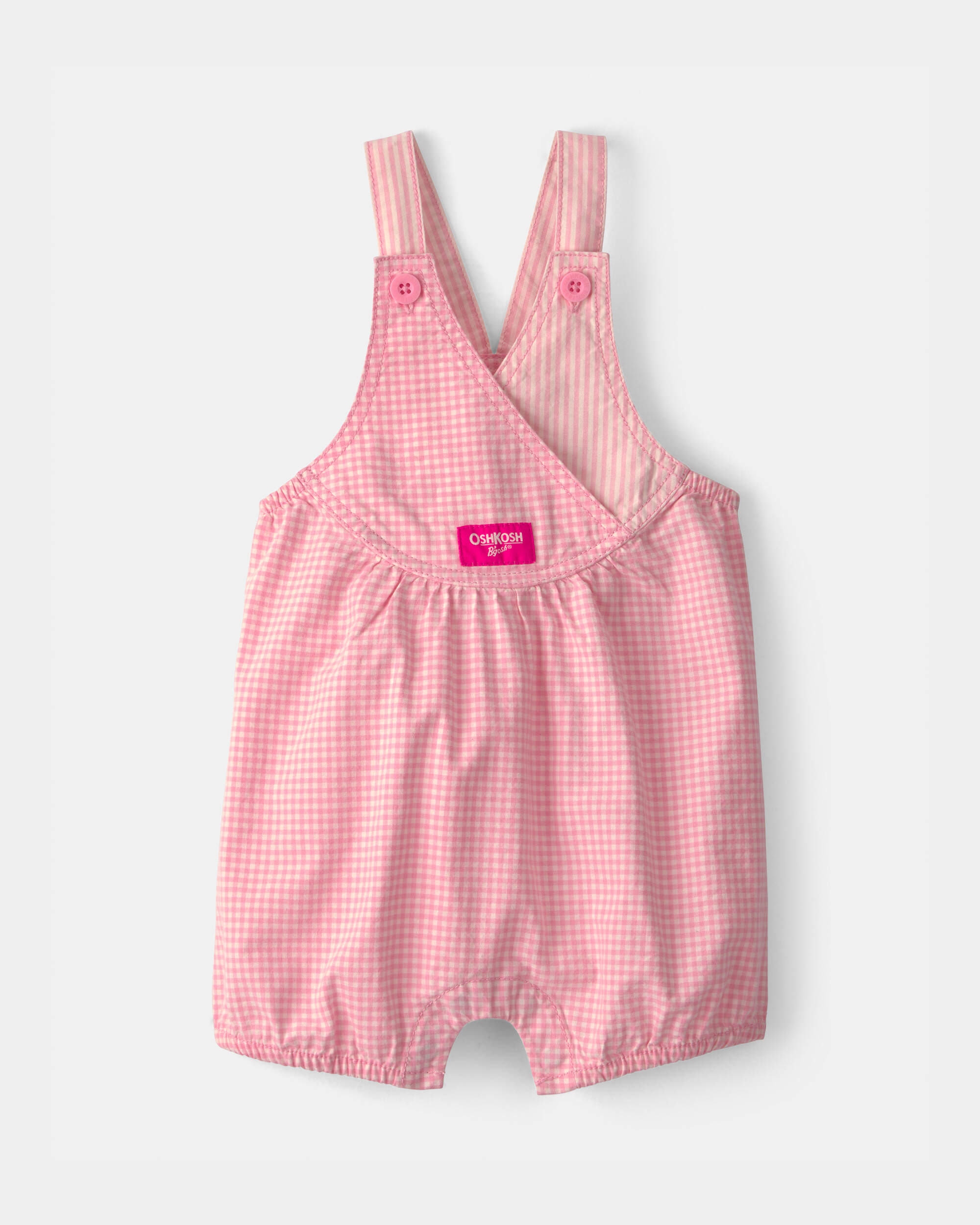 Baby Girl Gingham Shortall - Pink | Carter's Oshkosh Canada