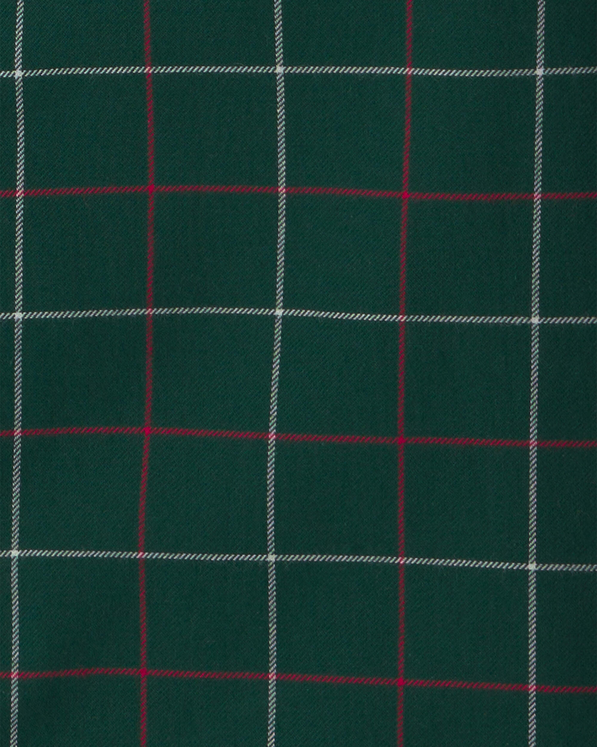 Boys Plaid Long-Sleeve Button-Down Shirt - Green