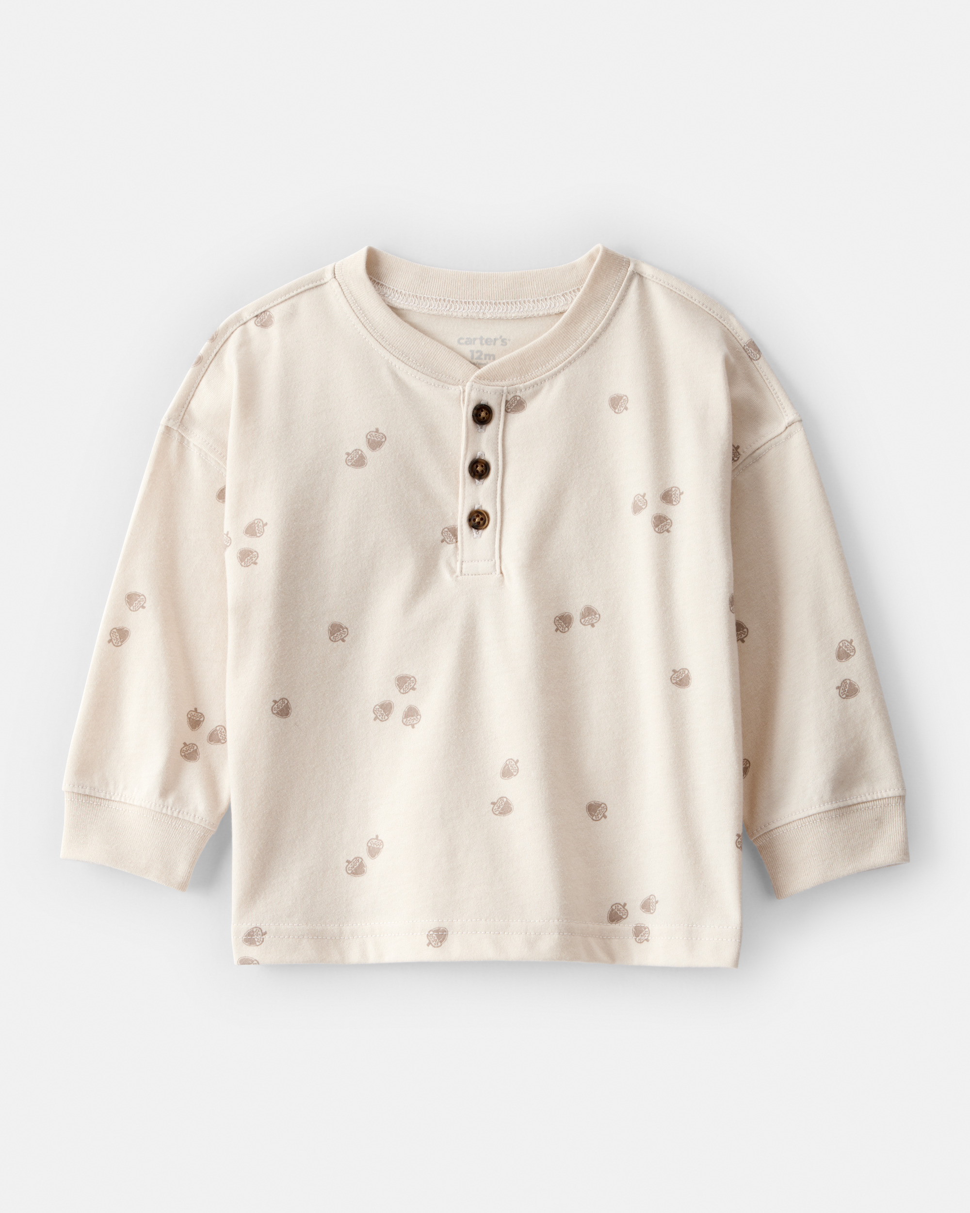 Baby Boy Acorn Print Long-Sleeve Tee - Ivory