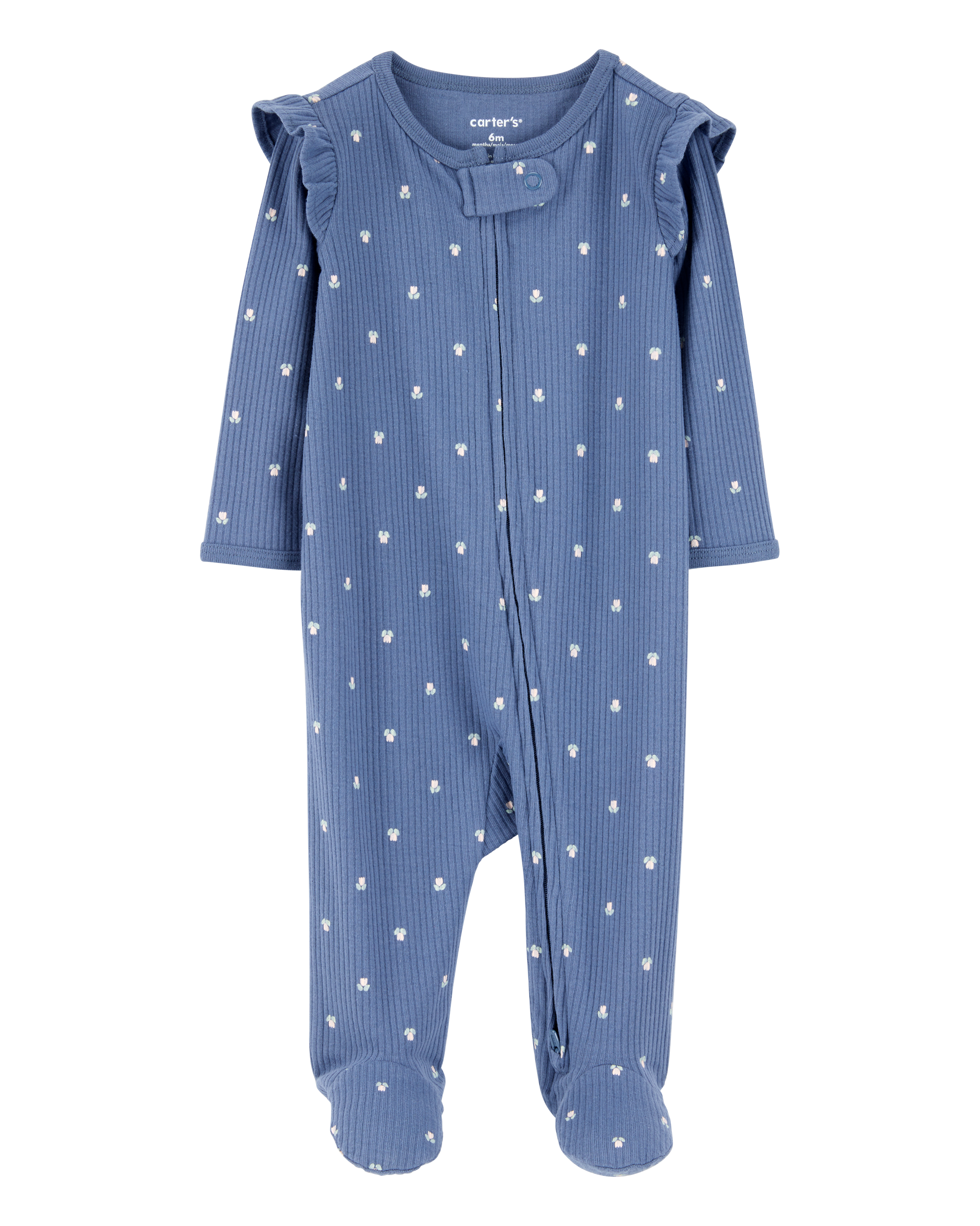 Baby Girl Mini Floral 2-Way Zip Ribbed Sleeper