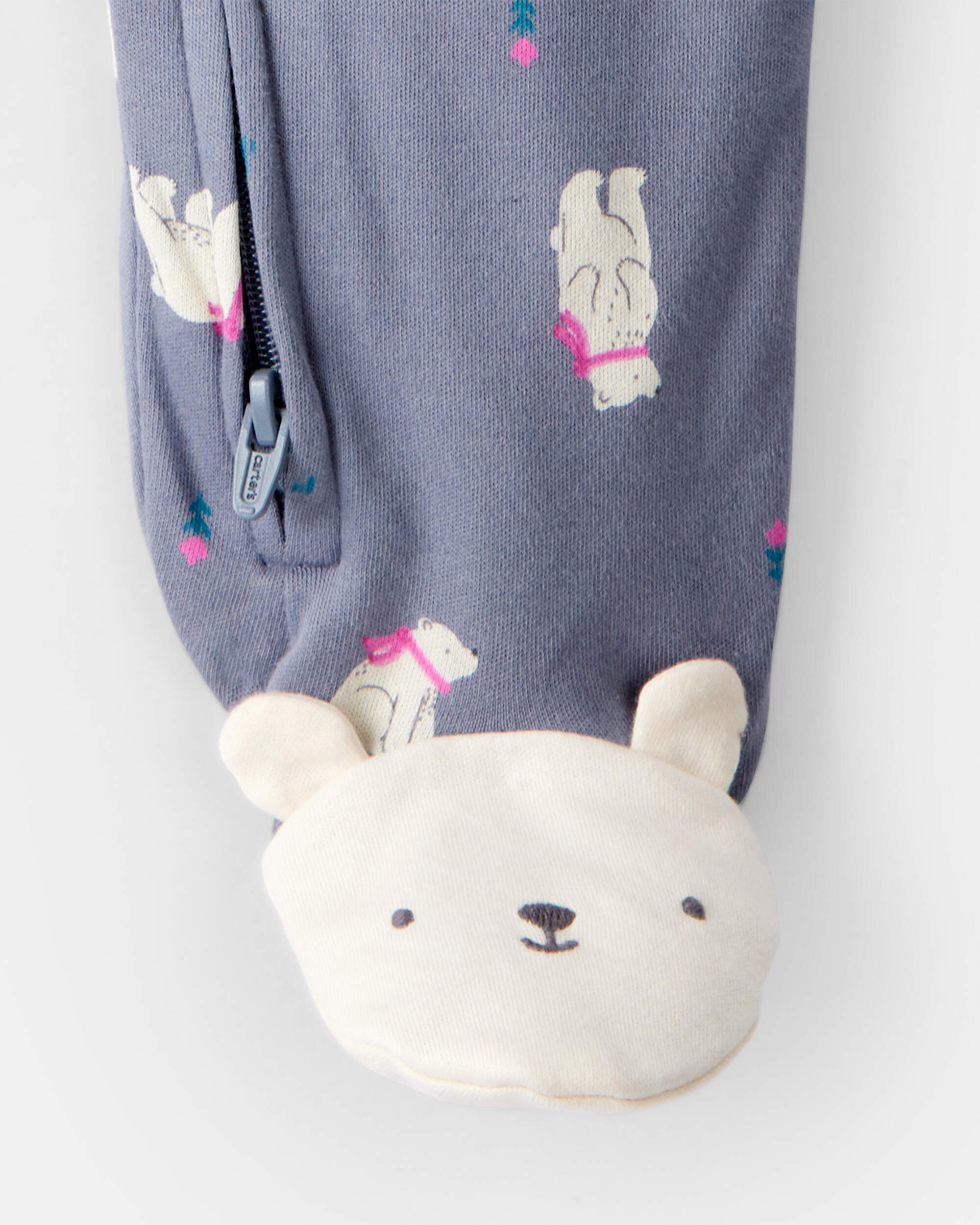 Baby Girl Polar Bear Print 100% Cotton Snug Fit Sleeper - Grey