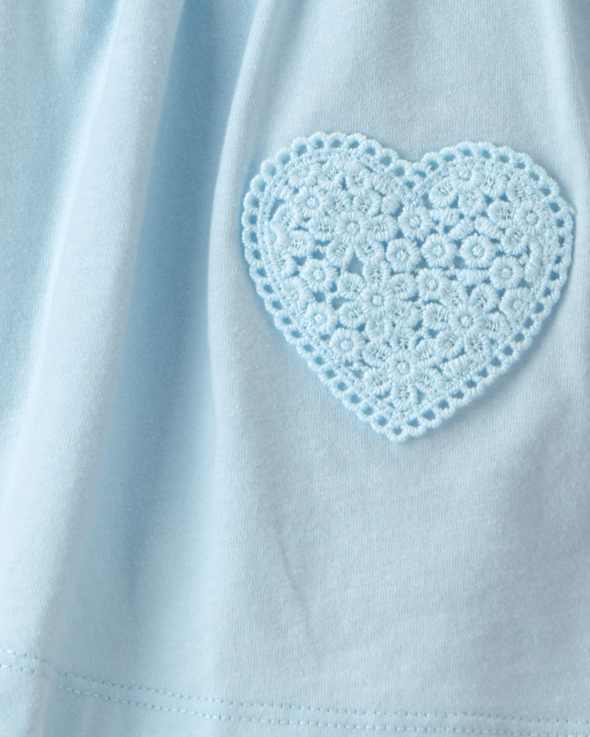 Baby Girl Heart Sleeveless Bodysuit Dress - Blue