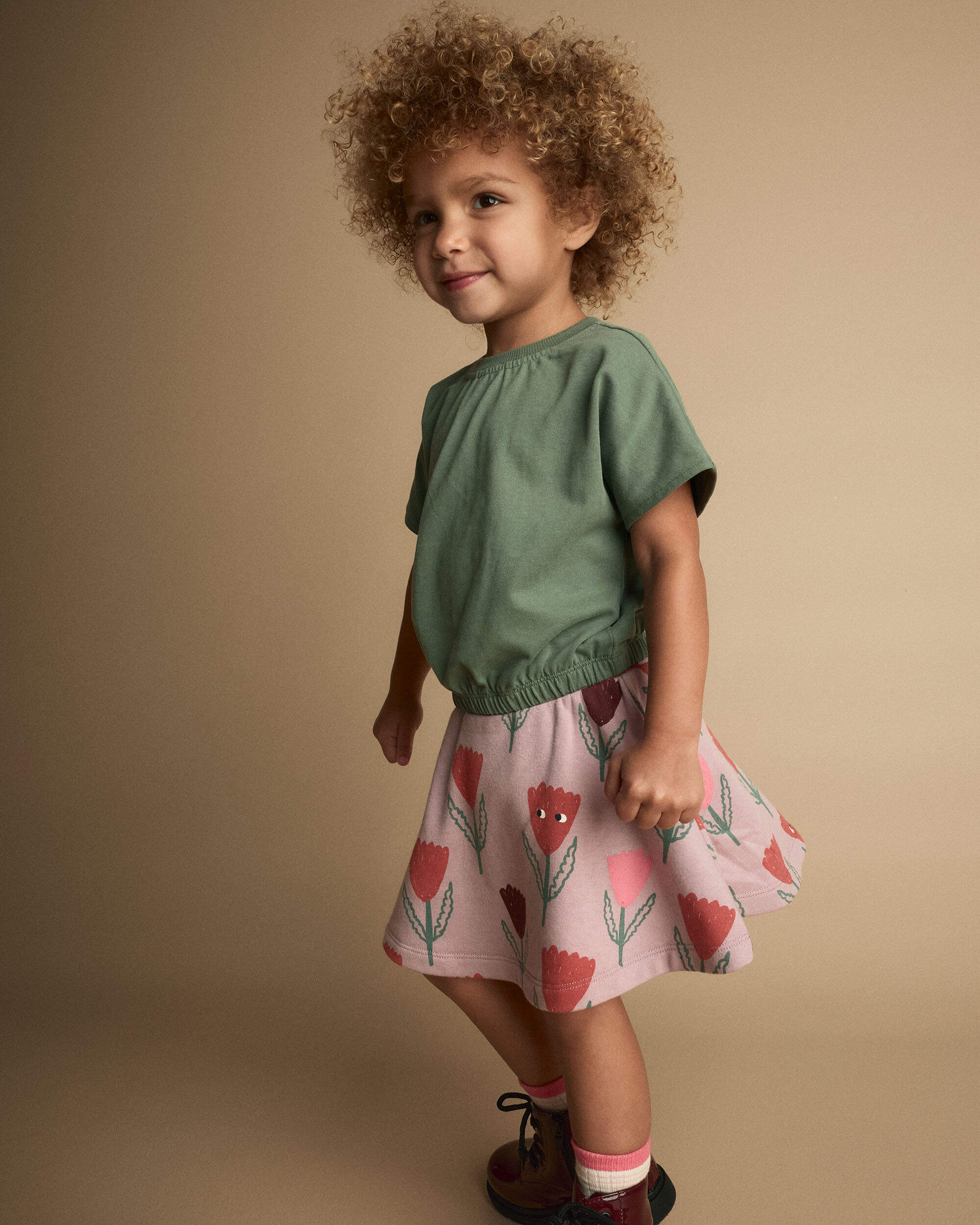 Toddler Girl Skirt Tulip Print - Mauve