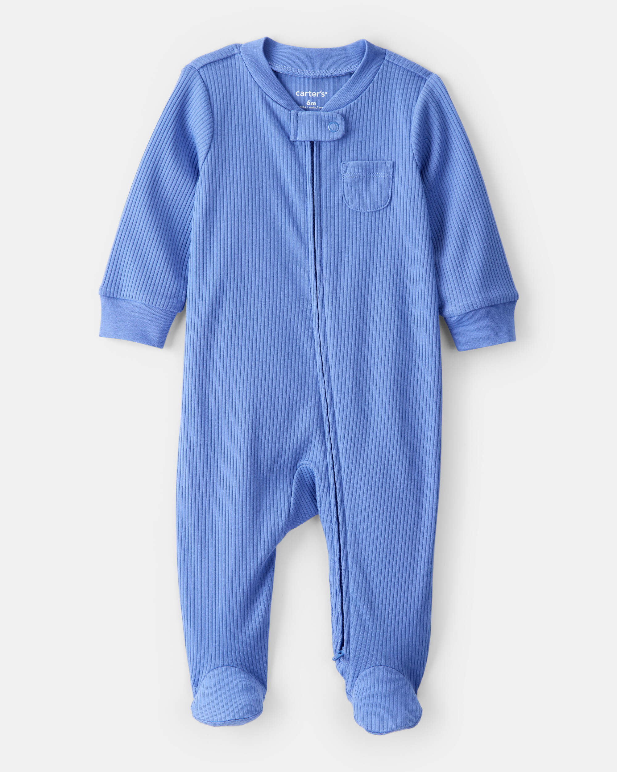 Baby Boy Rib Long-Sleeve Snug Fit Sleeper - Blue