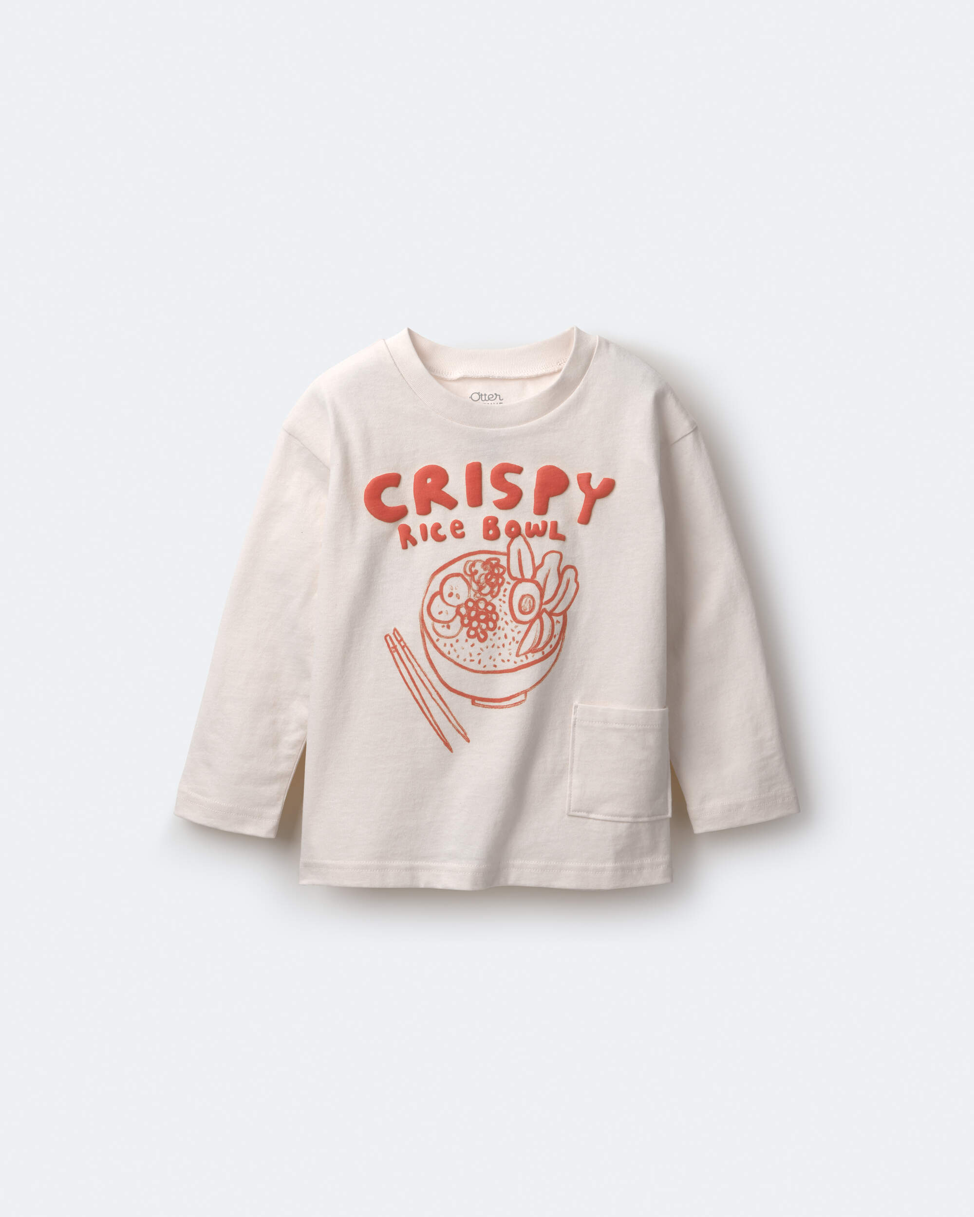 Toddler Crispy Rice Bowl' Long-Sleeve Relaxed Graphic Tee - Cream