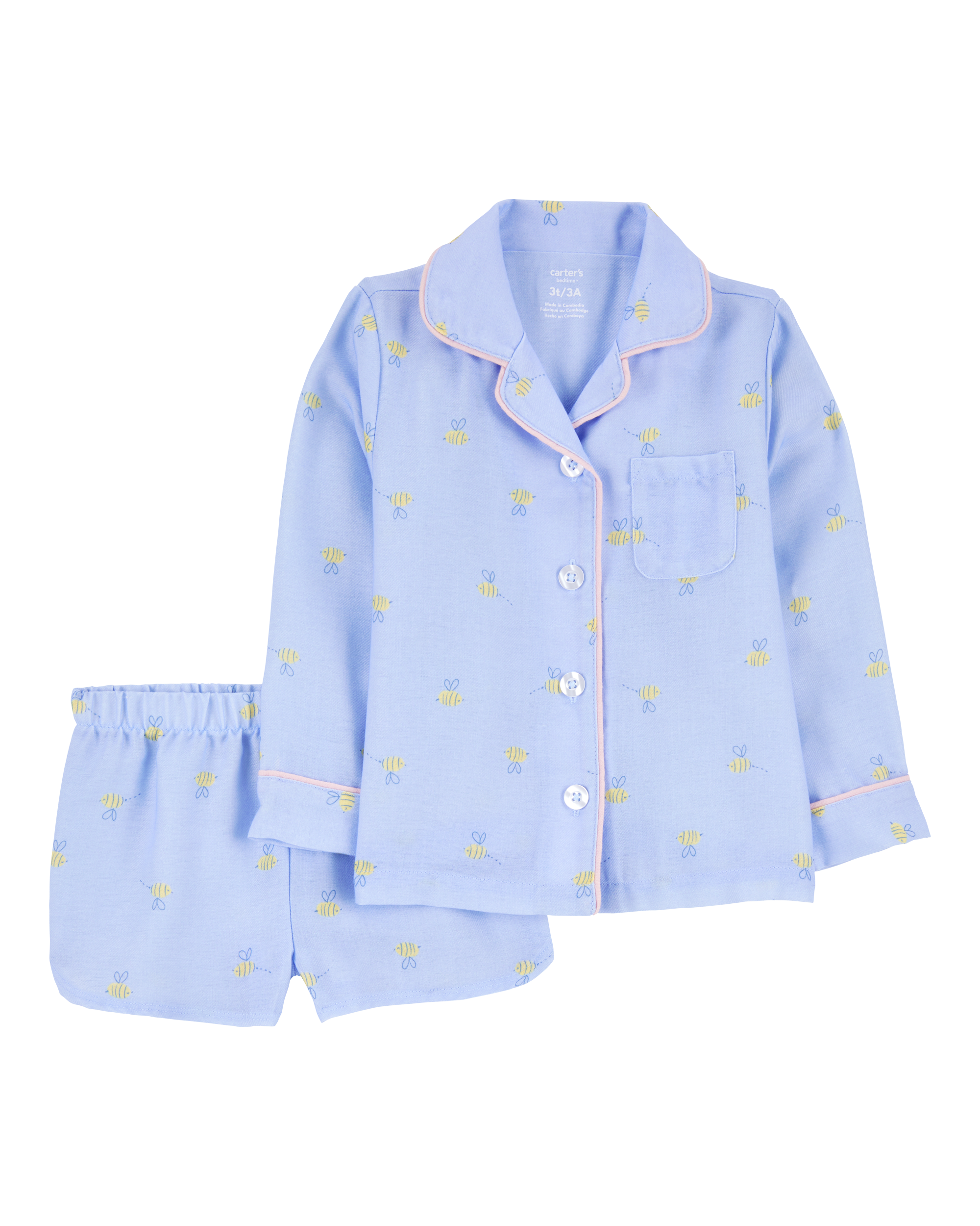 Toddler Bee Print Loose Fit 2-Piece Pyjamas - Blue