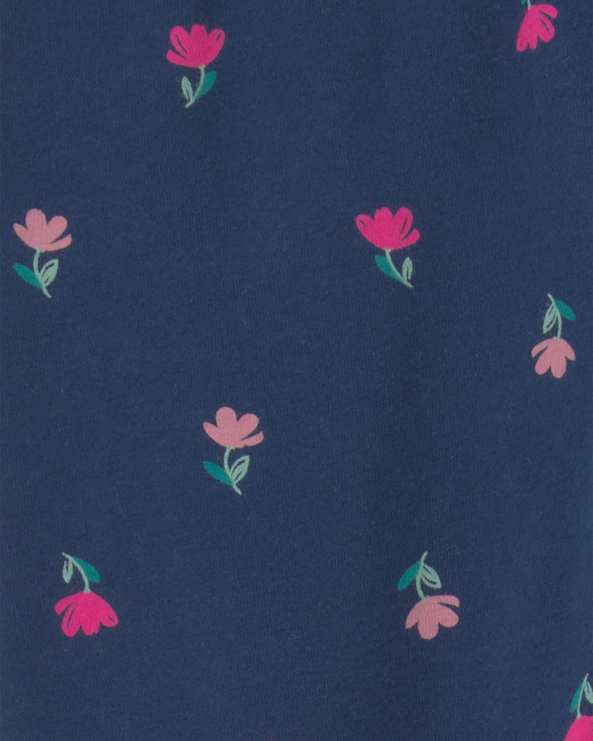 Girls Floral Pull-On Stretch Leggings - Navy Blue
