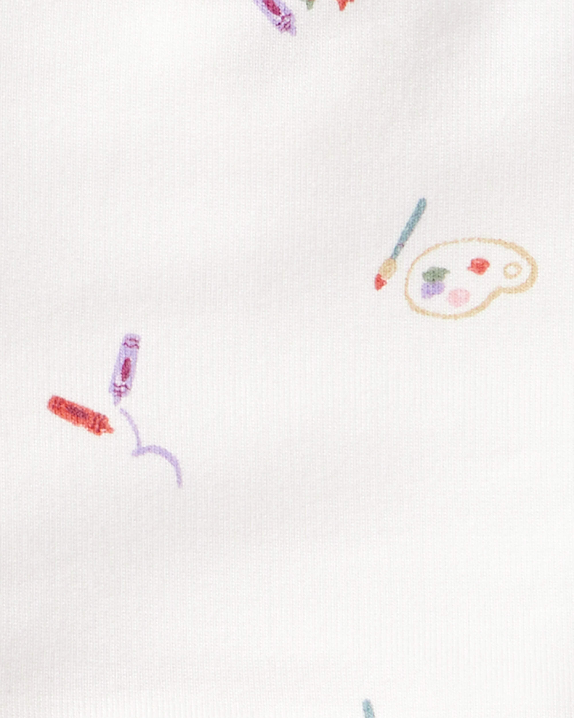 Baby Girl Paint Print PurelySoft Short-Sleeve Bodysuit Dress - Ivory