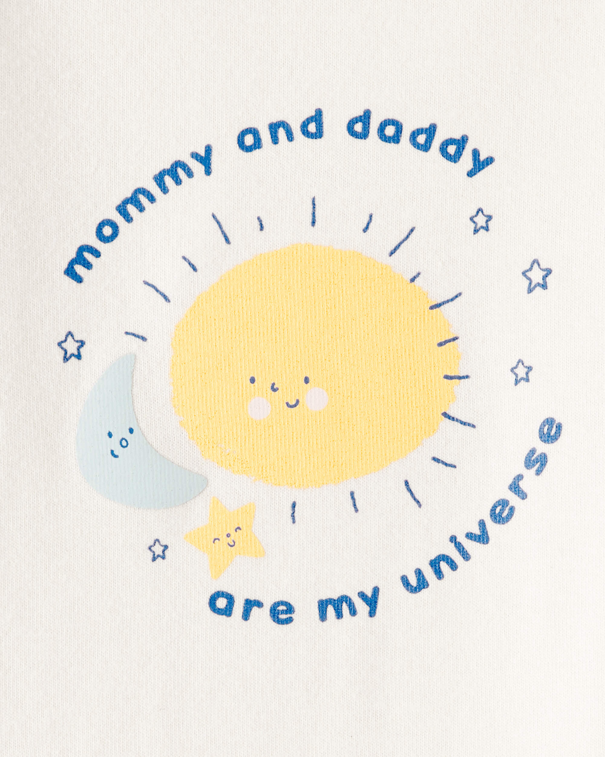 Baby "Mommy & Daddy Are My Universe" Cotton Long-Sleeve Graphic Bodysuit - White