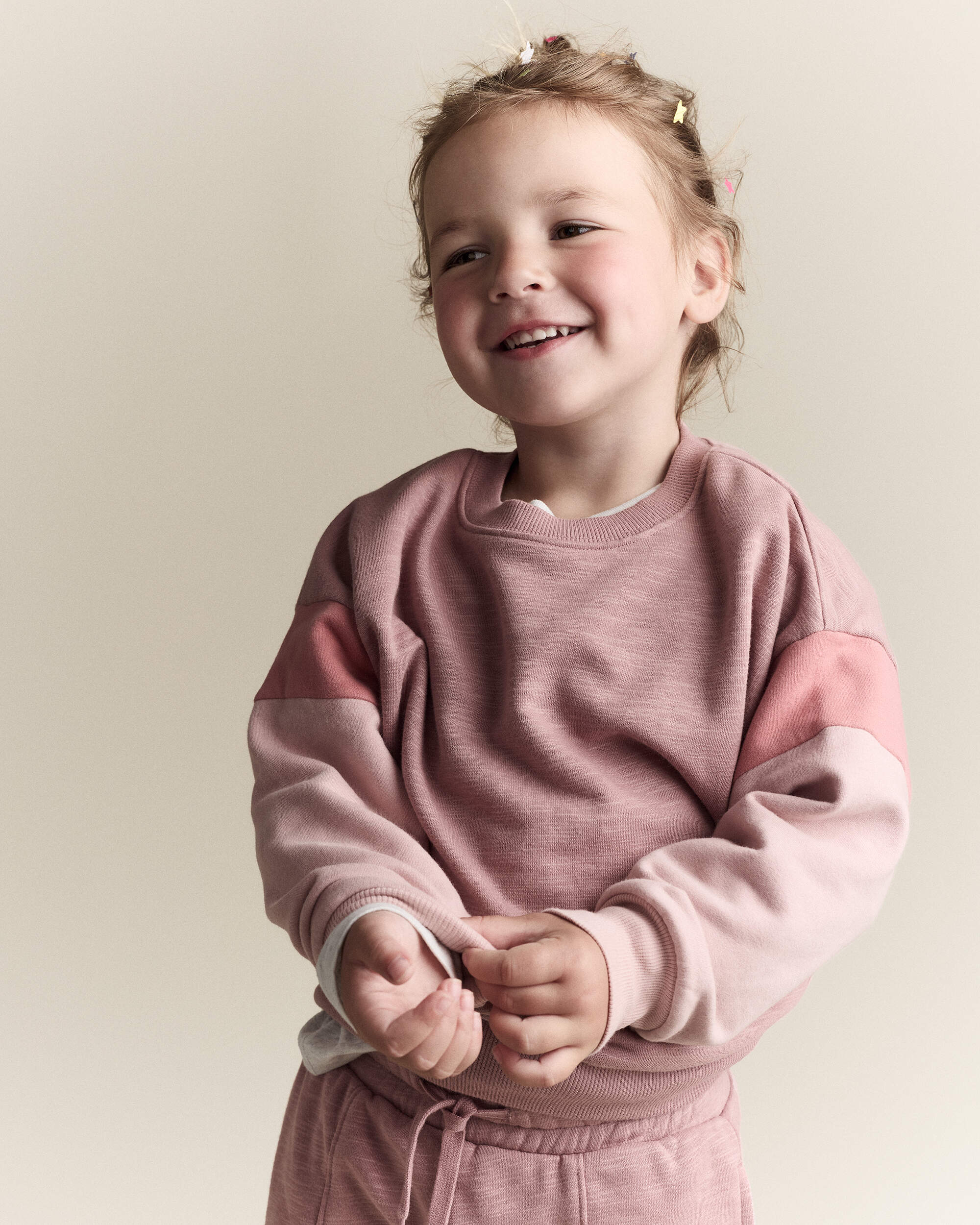 Toddler Girl Colourblock Dolman-Sleeve Sweatshirt - Mauve