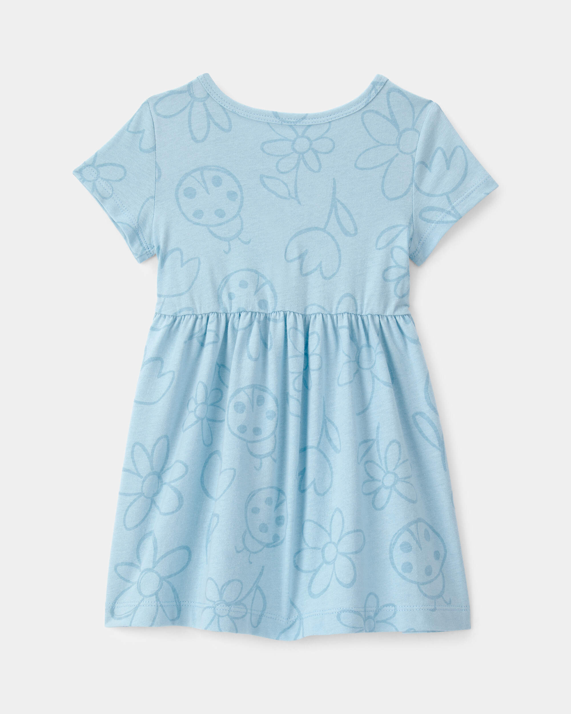 Baby Girl Floral Ladybug Short-Sleeve Dress - Blue