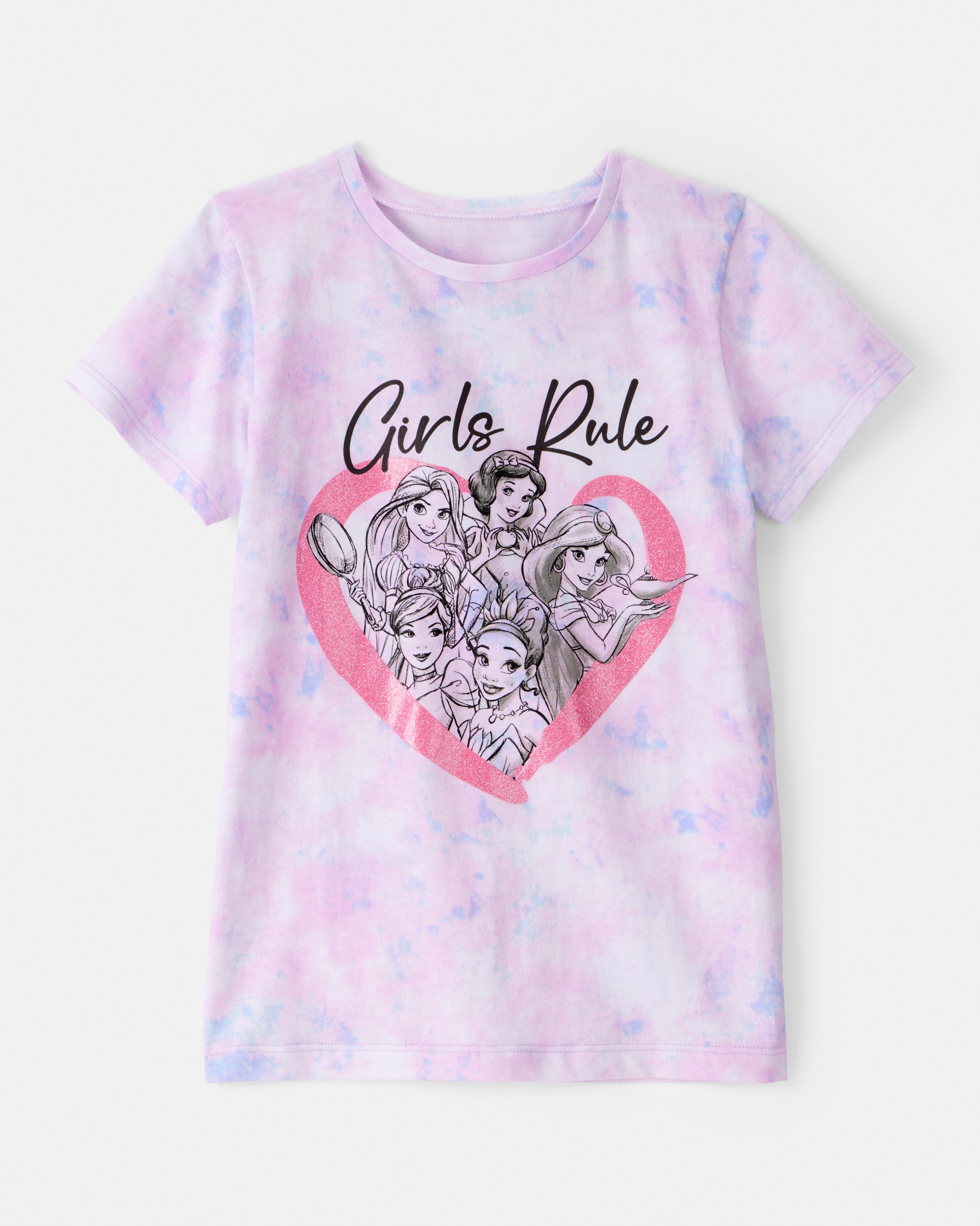Girls Disney© Princess Rule Tie-Dye Short-Sleeve Graphic Tee - Purple/Pink