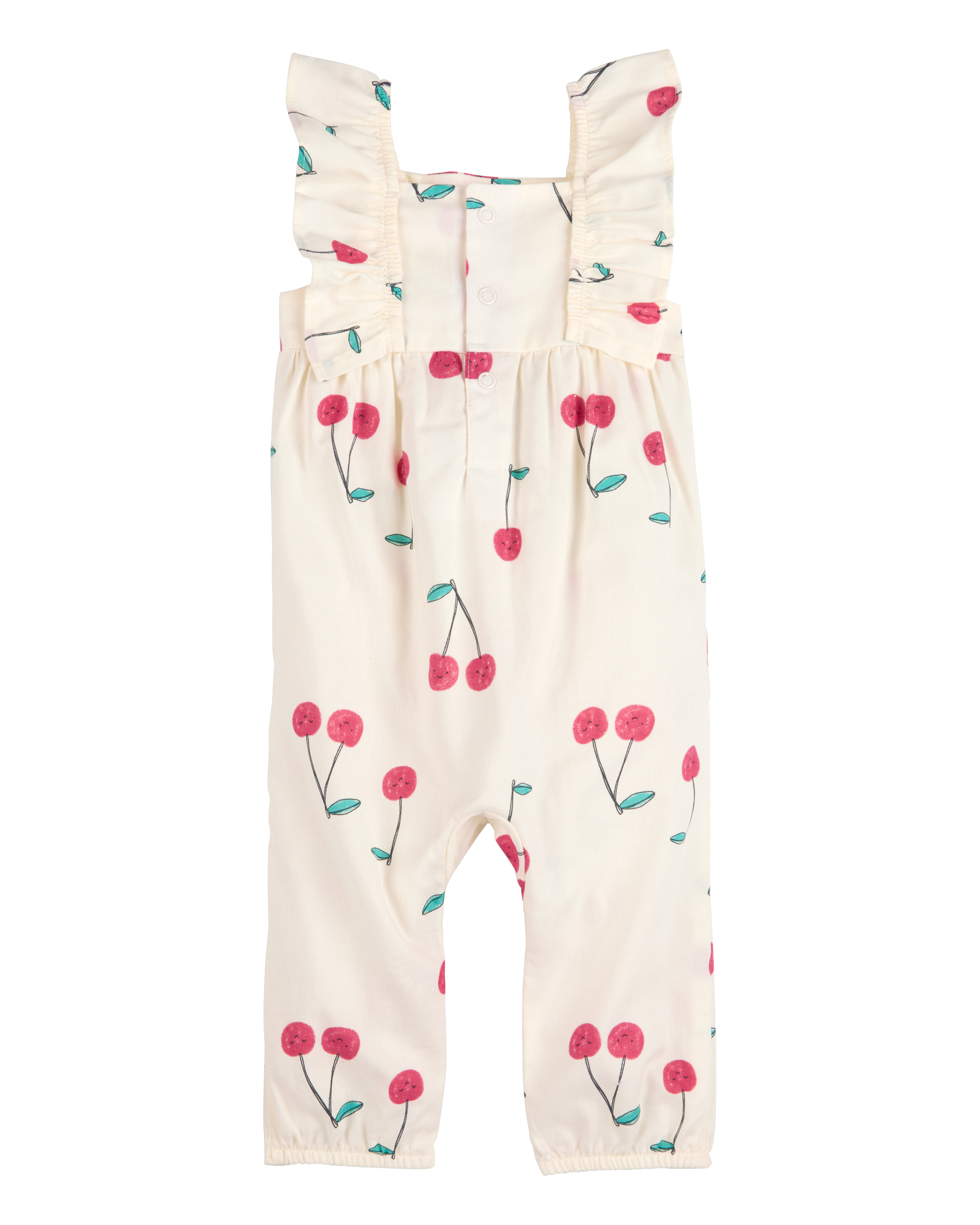 Baby Cherry Flutter Sleeves Jumpsuit-Ivory