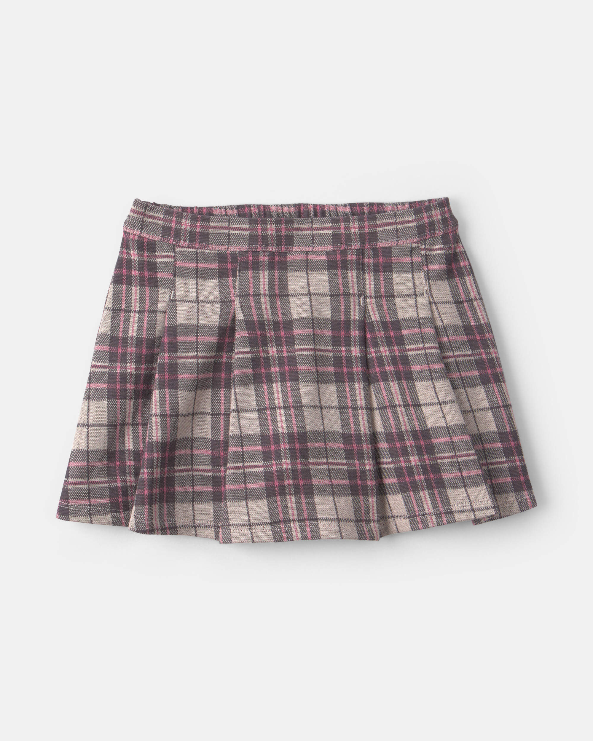 Baby Girl 2-Piece 'Good Day' Plaid Fleece Long-Sleeve Top & Skirt Set - Cream/Burgundy