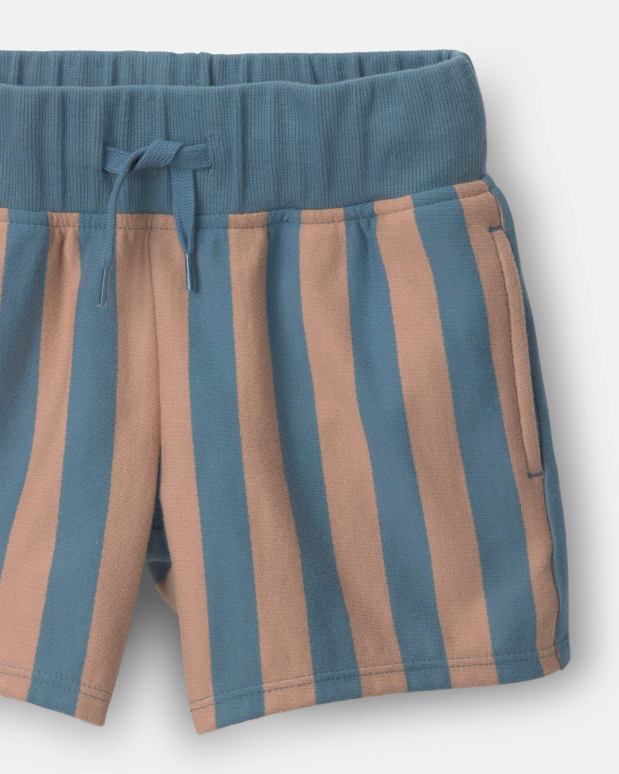 Toddler Boy Long-Line Short Stripes - Slate/Brown