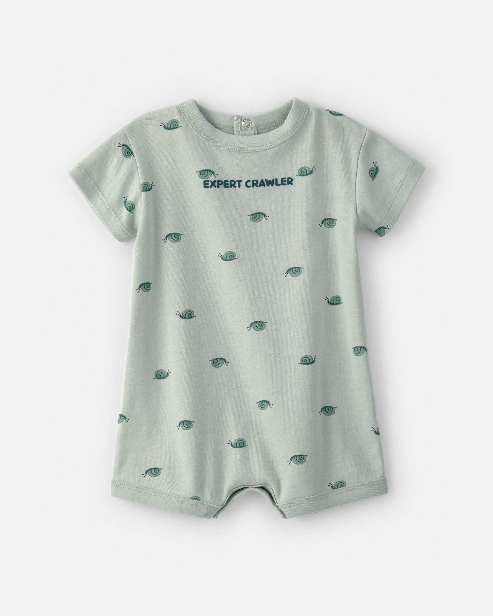 Baby Boy Snail Short-Sleeve Romper - Green