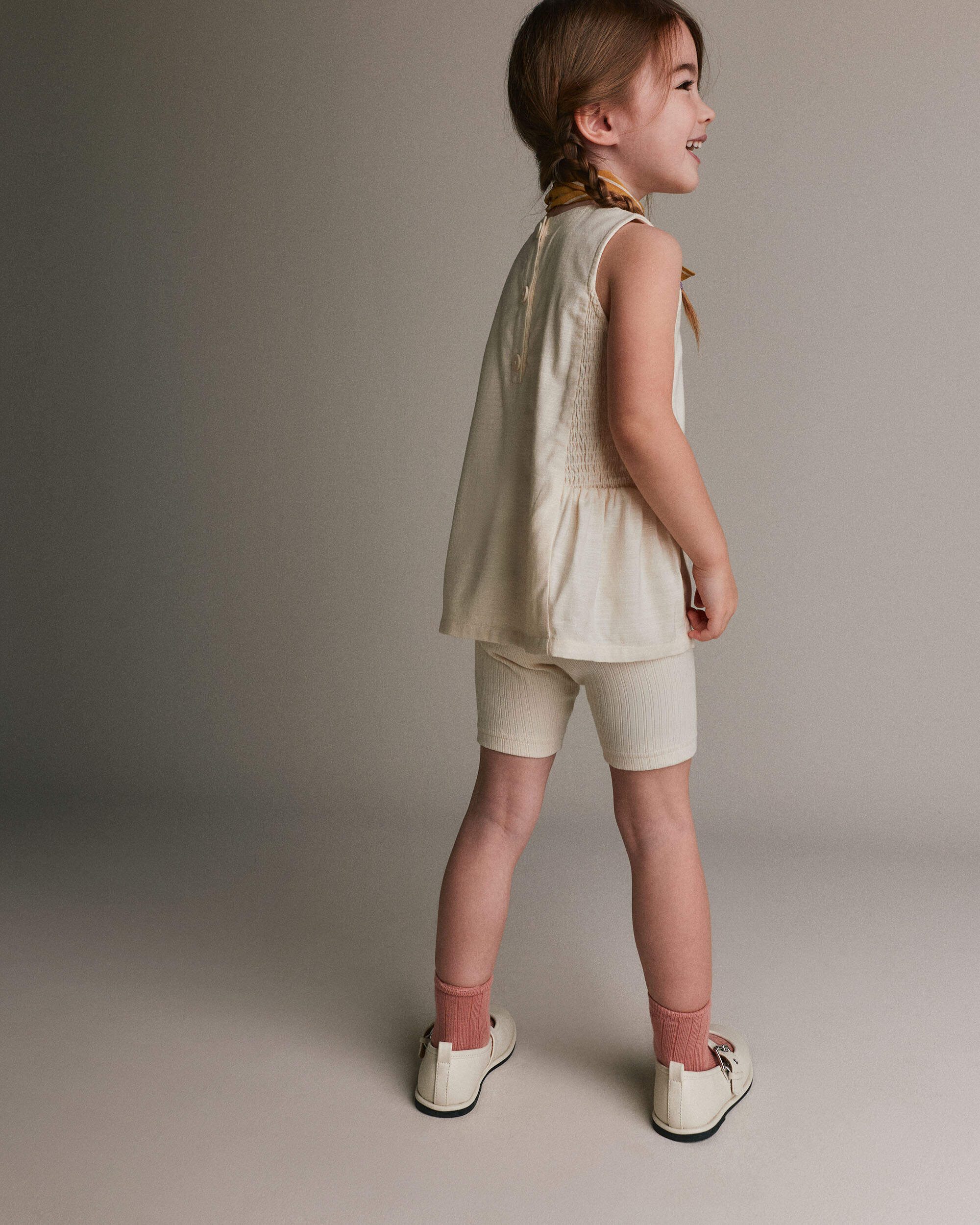 Toddler Girl Brooklyn Bike Shorts - Cream