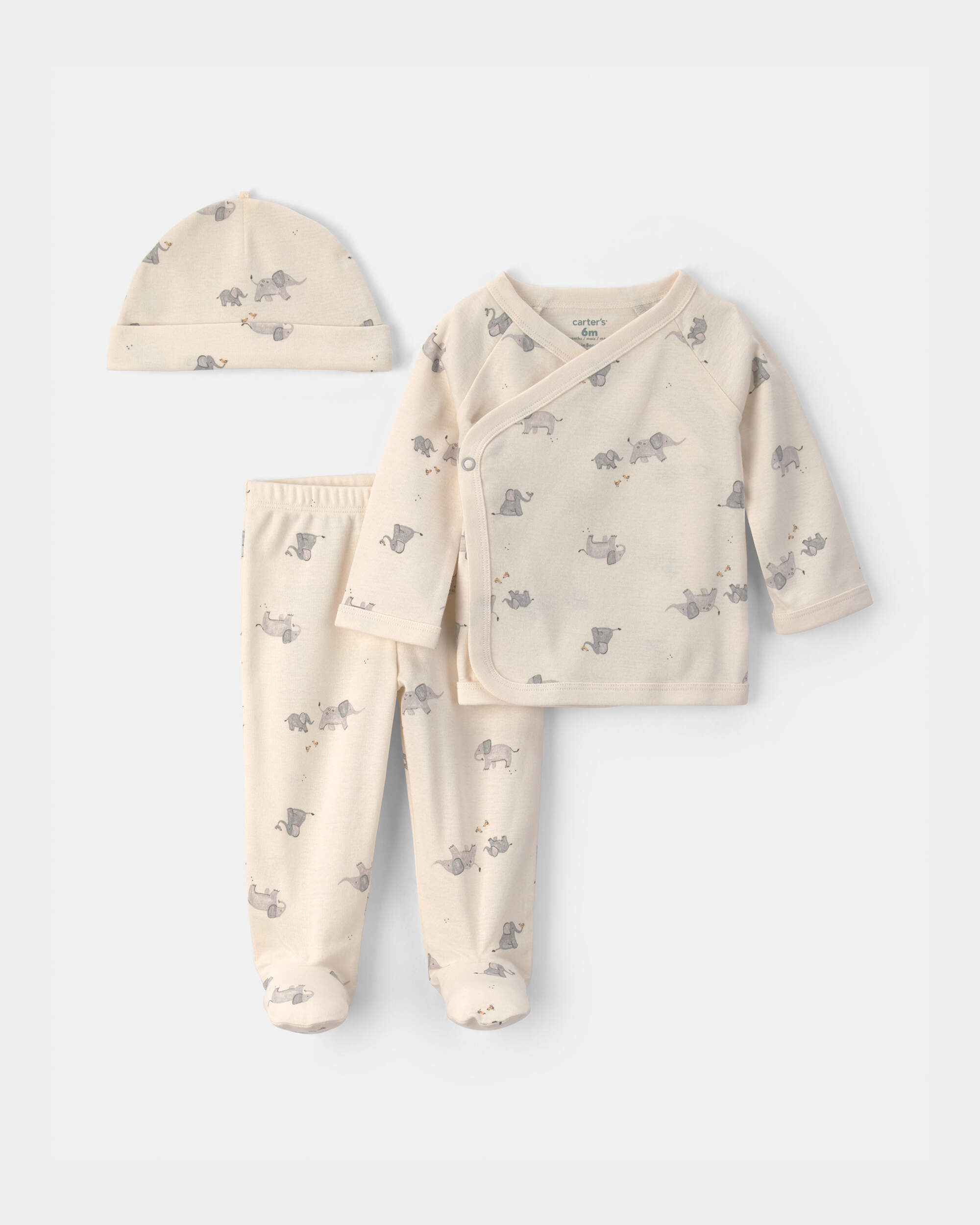 Baby 3-Piece Elephant Top & Pant Set - Ivory