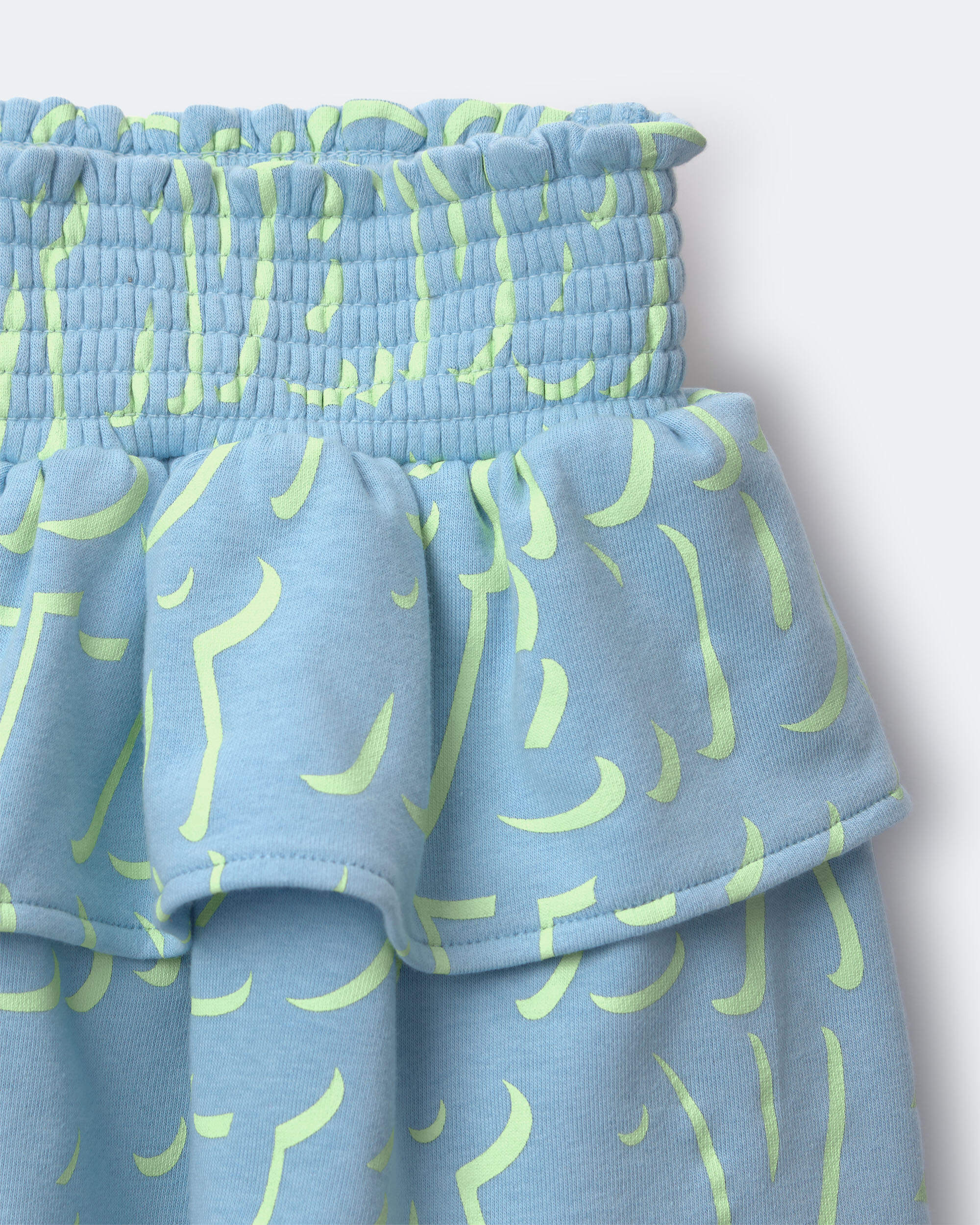 Toddler Girl Smocked Tiered Skirt Otter Avenue Print - Blue/Lime Green