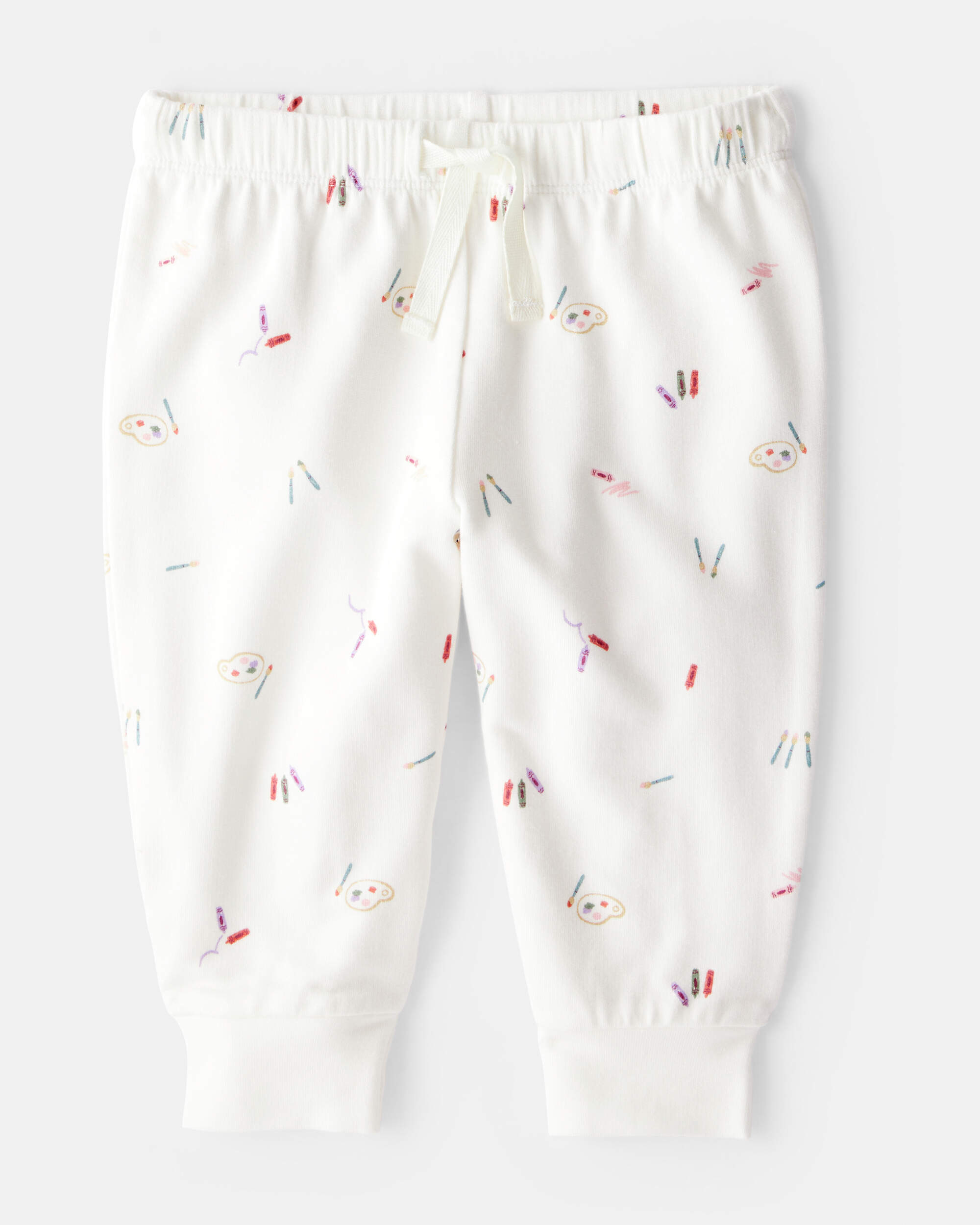 Baby Girl Paint Print PurelySoft Long-Sleeve Tee & Pant Set - White