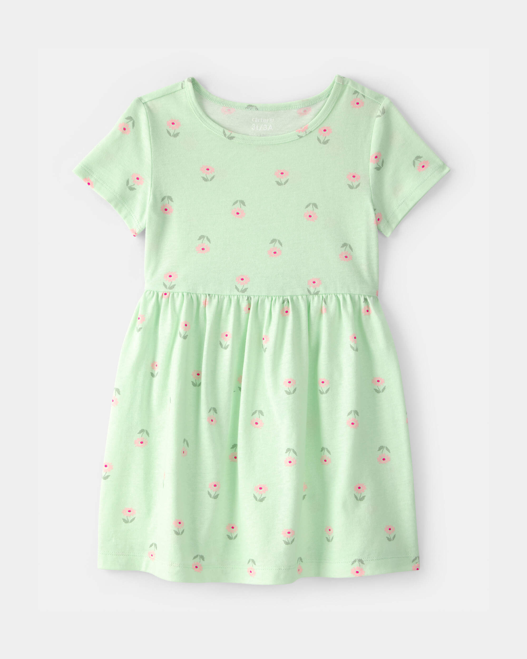 Toddler Girl Floral Short-Sleeve Dress - Green