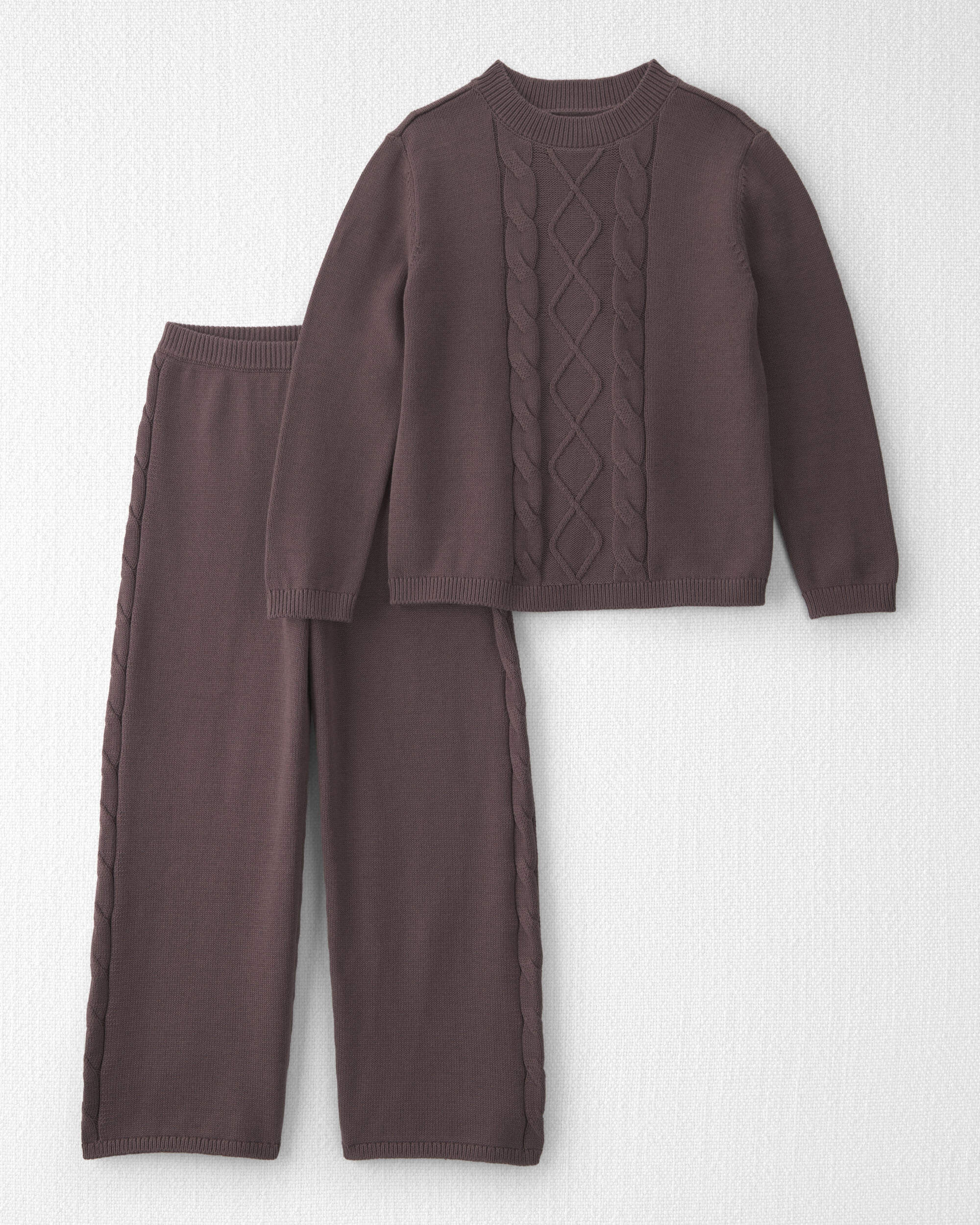 Girls 2-Piece Organic Cotton Cable Knit Top & Pant Set