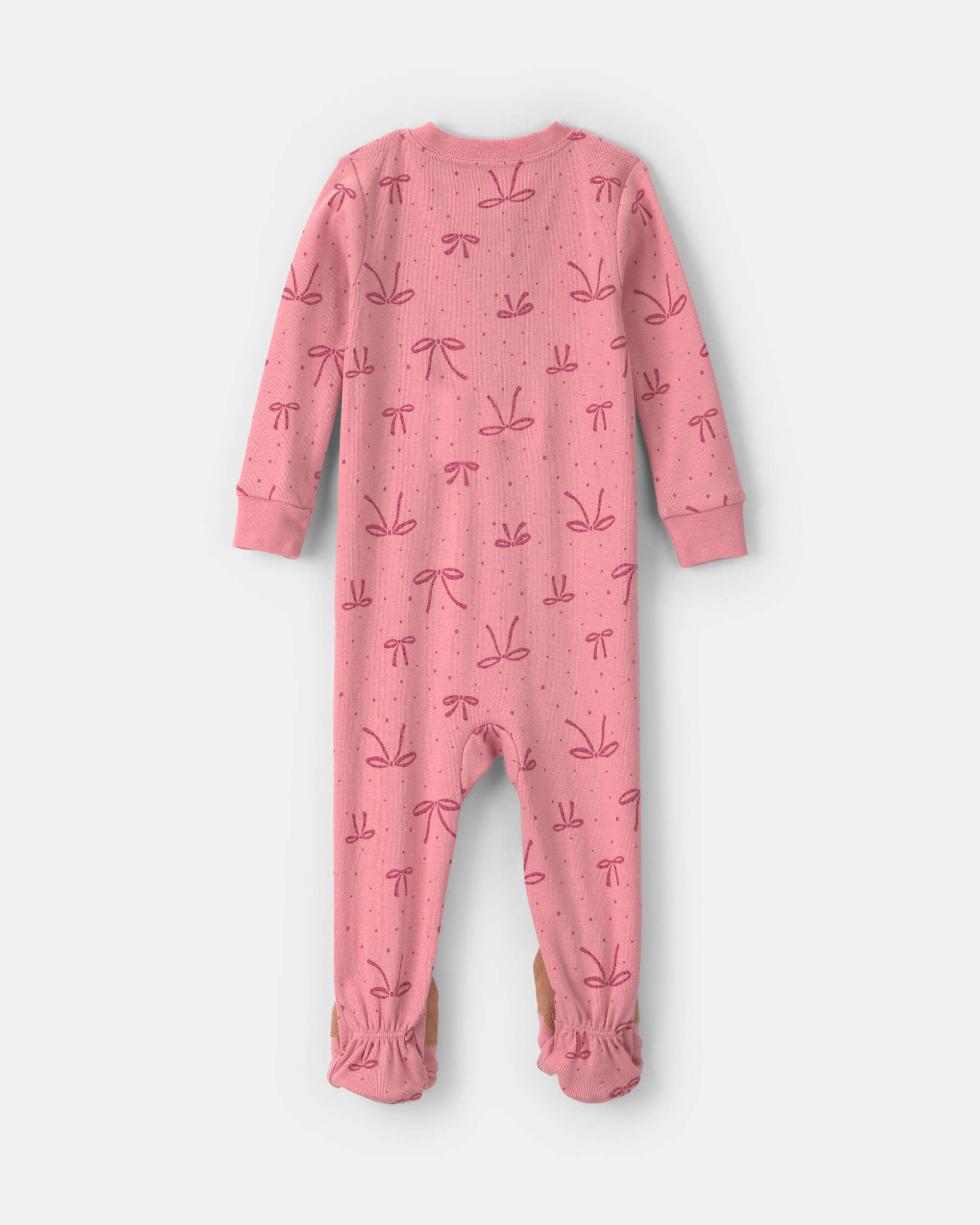 Toddler Girl 1-Piece Bows 100% Cotton Snug Fit Footed Pyjama - Pink