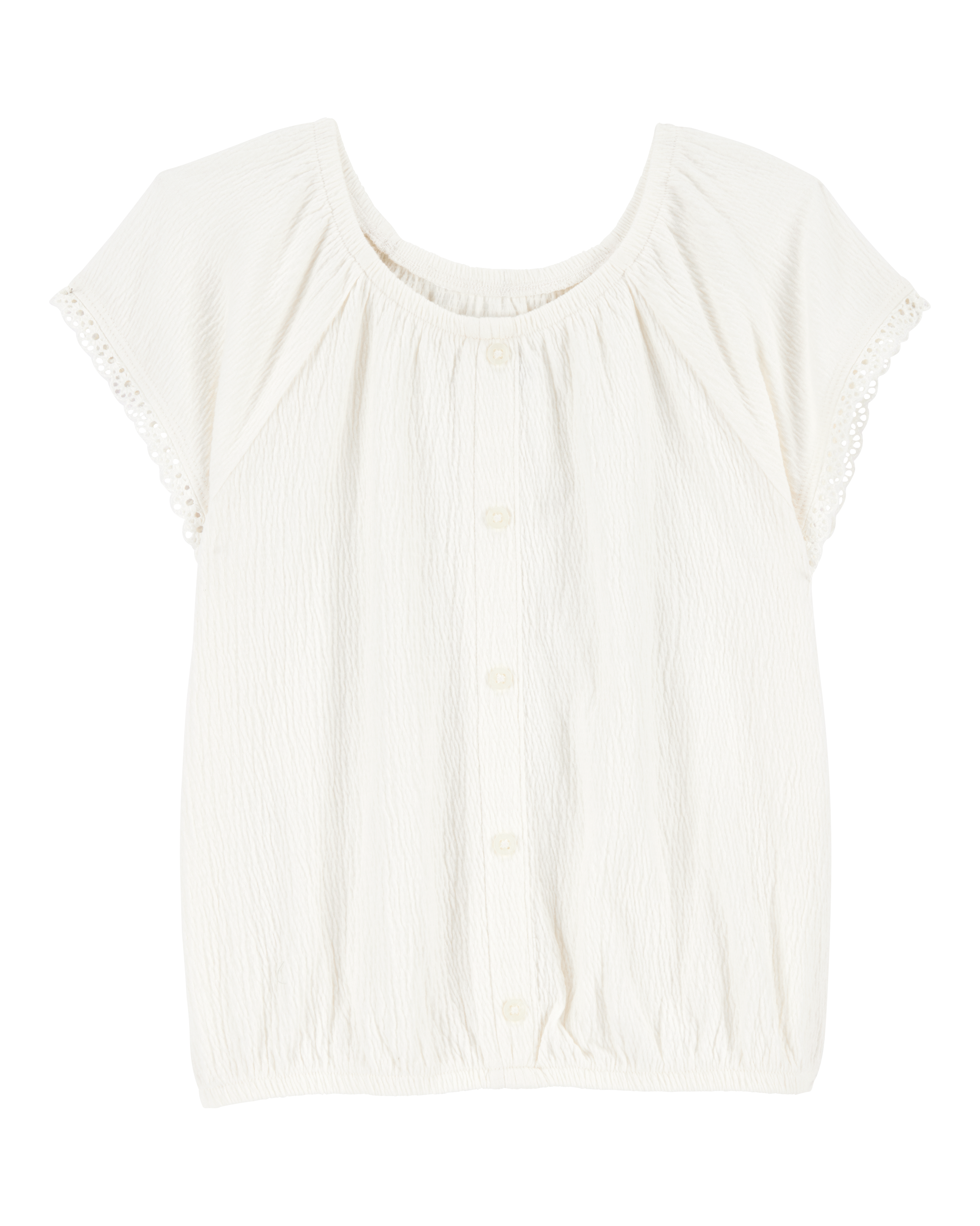 Kid Short-Sleeve Solid Fashion Top - Ivory