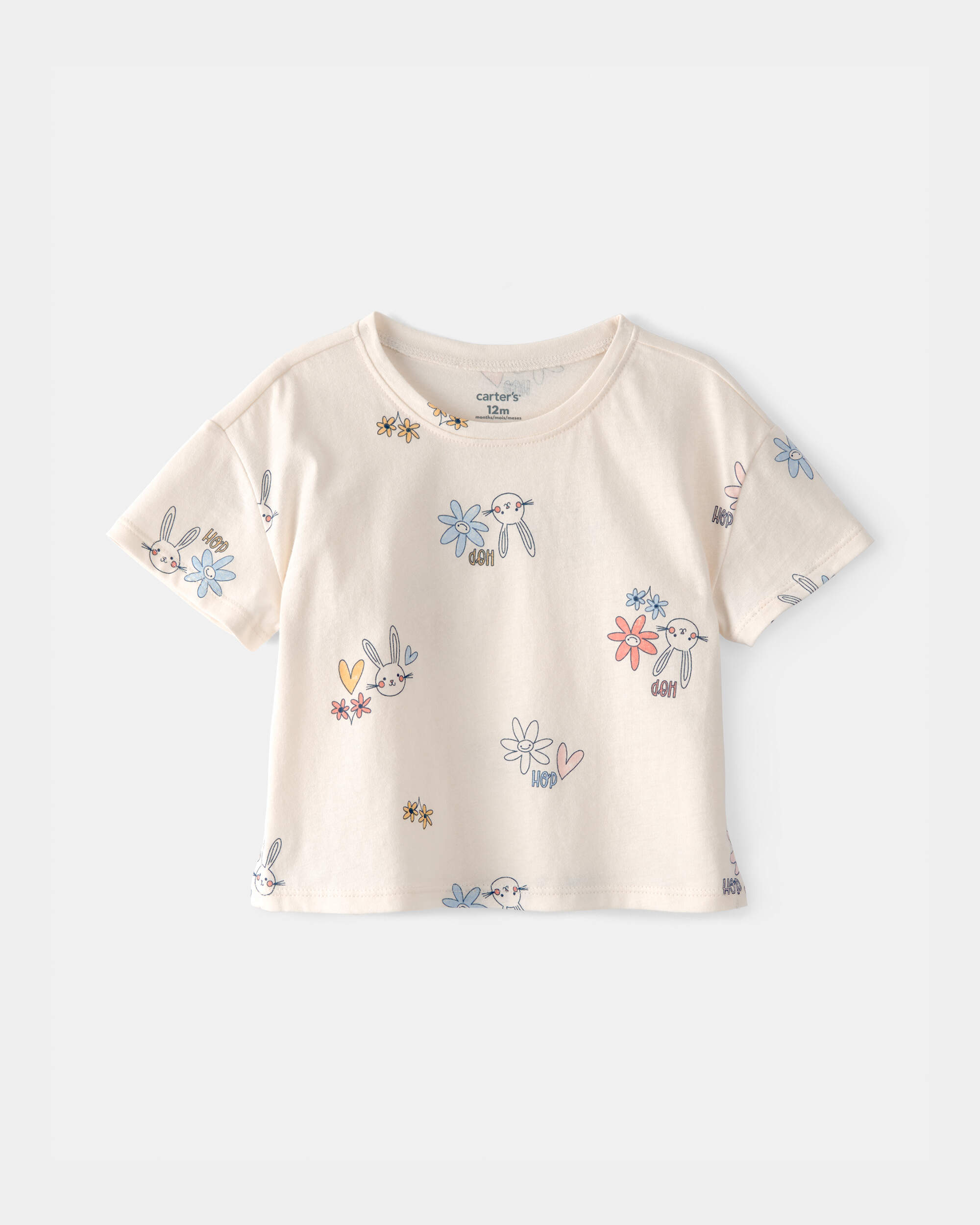 Baby Girl Easter Bunny Floral Top - Cream