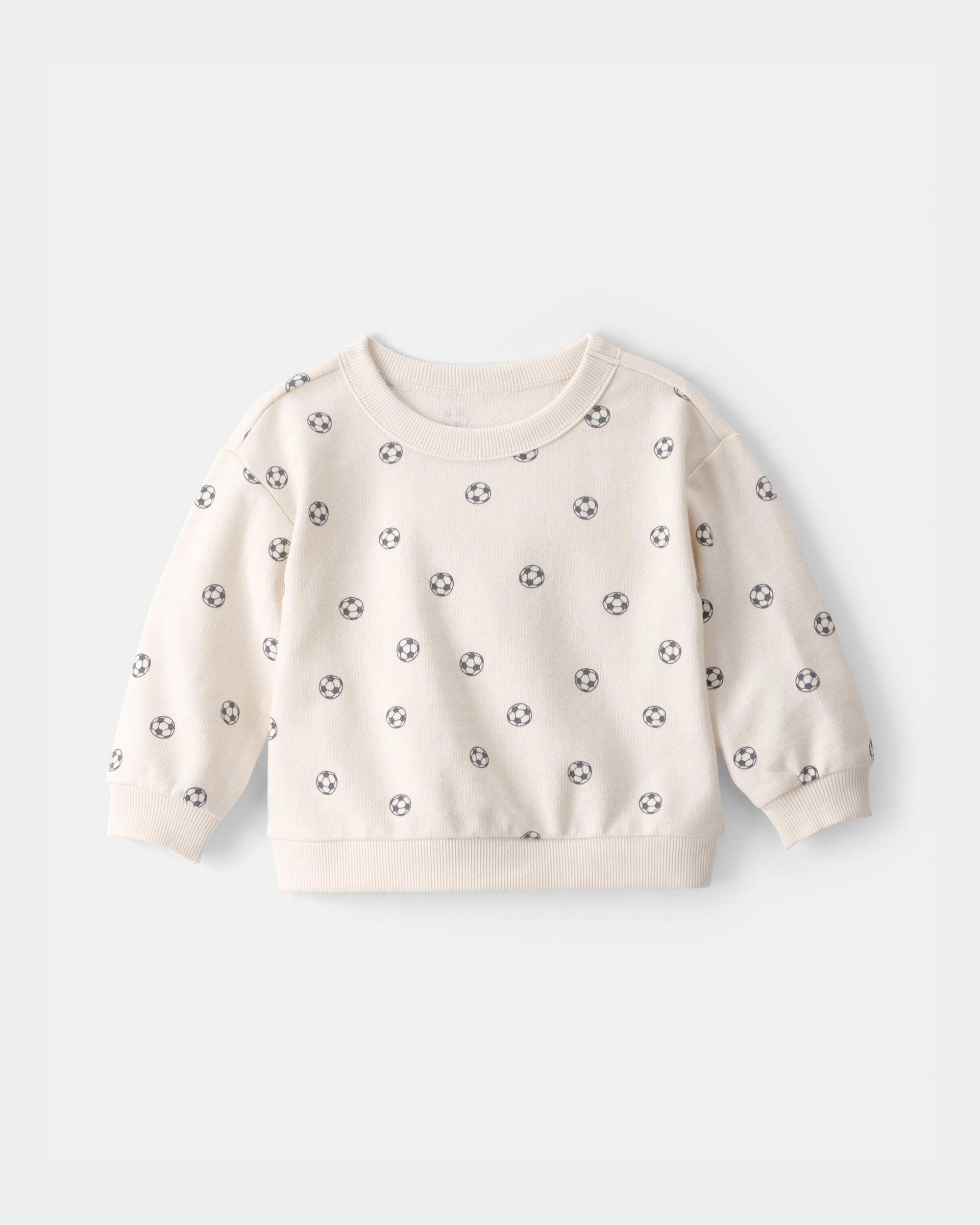 Baby Soccer French Terry Pullover Sweatshirt - Cream